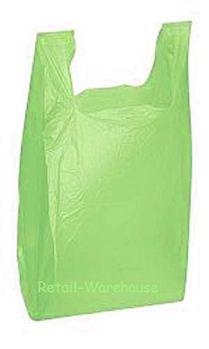 3000 Lime Green Plastic Shopping Grocery Bags Retail Grocery T-Shirt 11 x 6 x 21