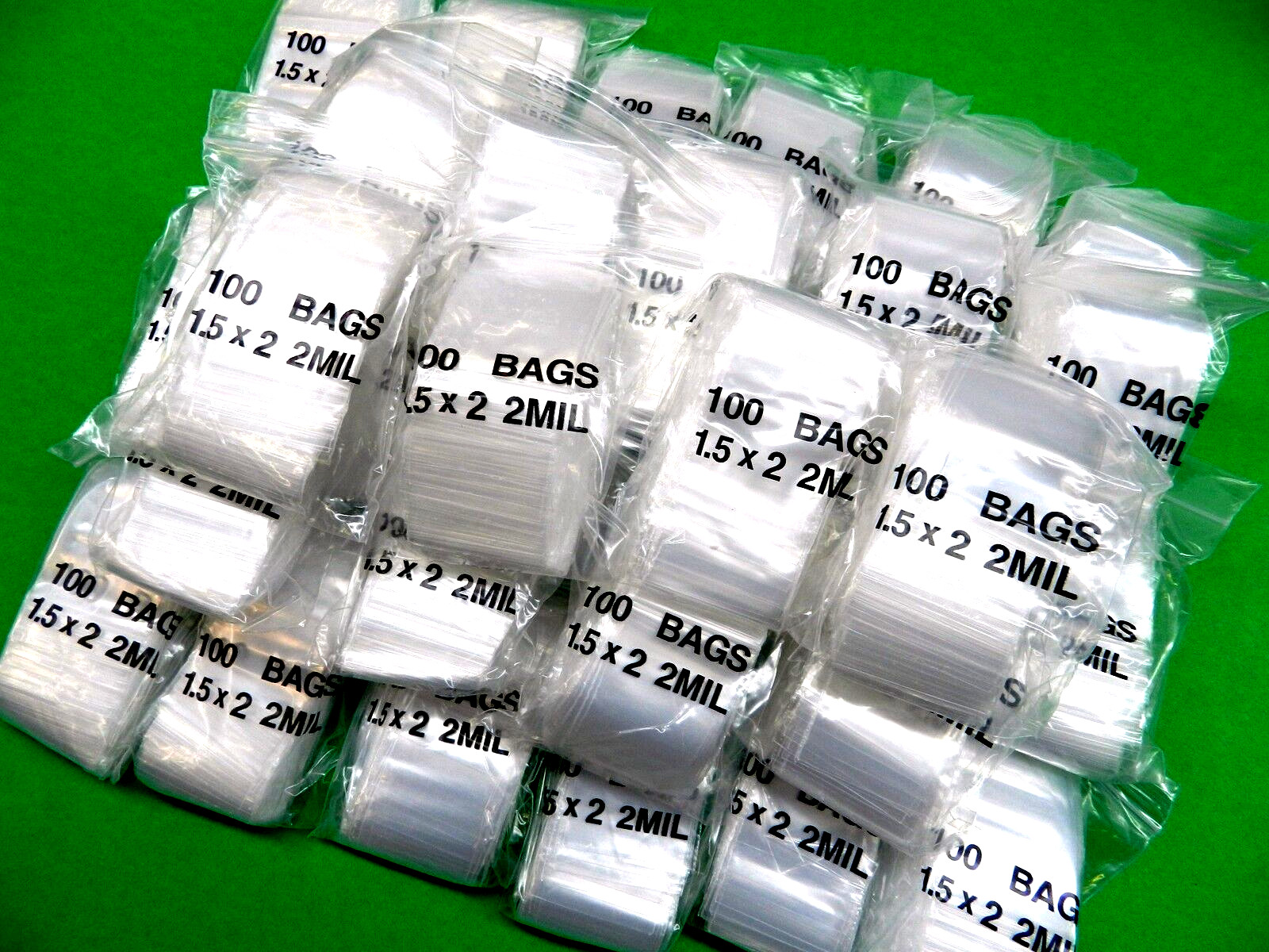 1-1/2″ x 2″ Zip Seal Top Lock Bags 6000 Clear 2mil Poly Bags Reclosable Baggies