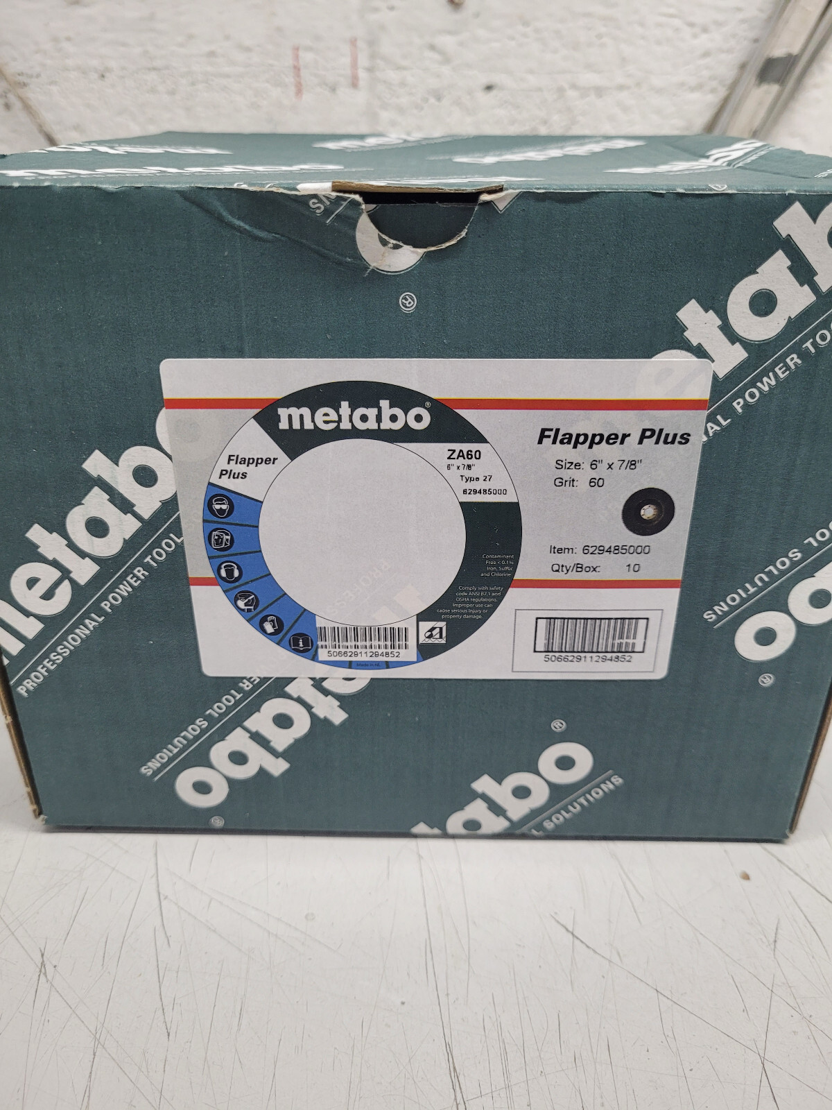 Metabo 629485000 6″ x 7/8″ Flapper Plus Flap Discs 60 Grit 10pk