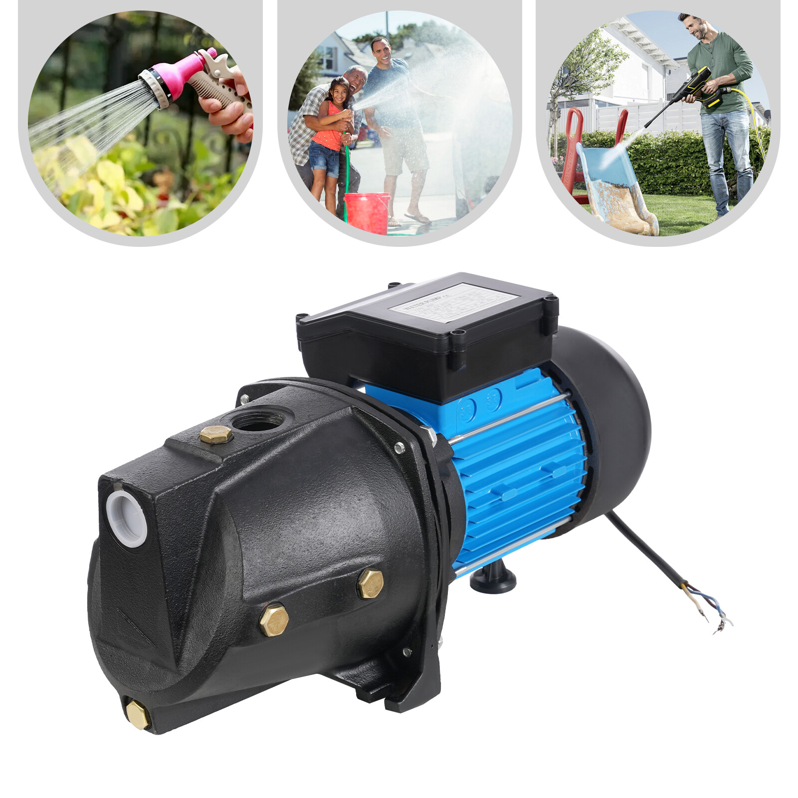 1.6HP Shallow Well Jet Pump, Cast Iron Irrigation Pump for Home Farm Garden Lawn