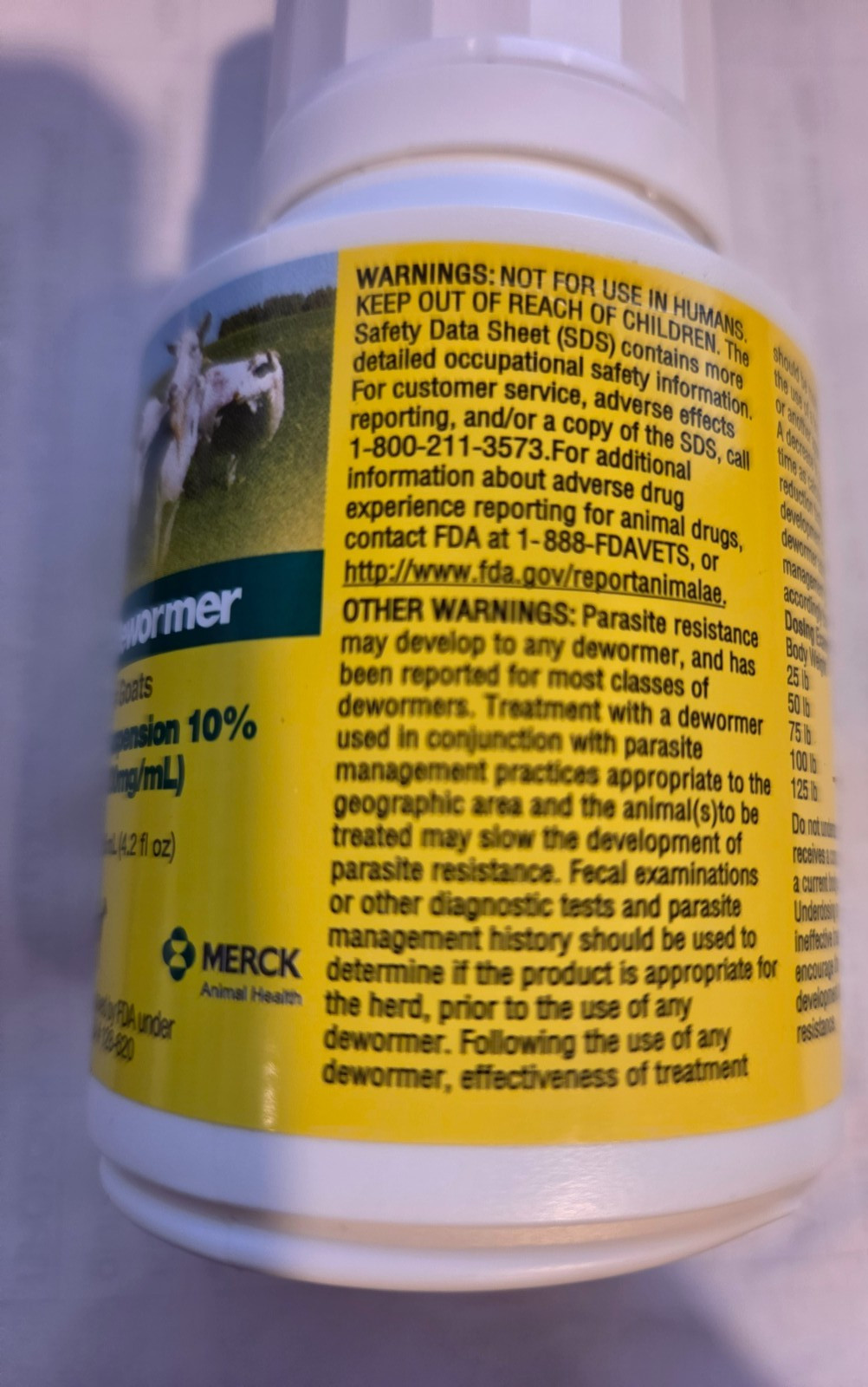 Merck Safe-Guard Goat Dewormer, 125mL fenbendazole 125ml (4.2 fl. oz) Exp: 2027