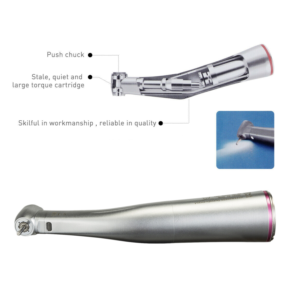 Dental 1:5 LED Fiber Optic Increase Contra Angle Handpiece 4 Way Spray USA