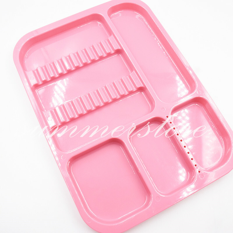 2 Pcs Pink+Blue Dental 135ºC Autoclavable Plastic Divided Type Separate Trays
