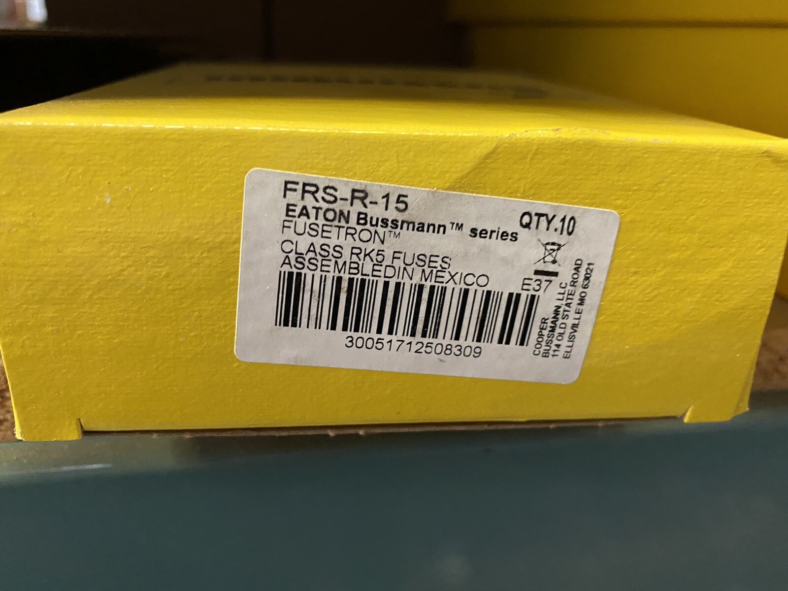 Lot Of 10, NEW. FRS-R-15, Bussmann 15A Fuses. Class RK5. New In Box, Qty. 10