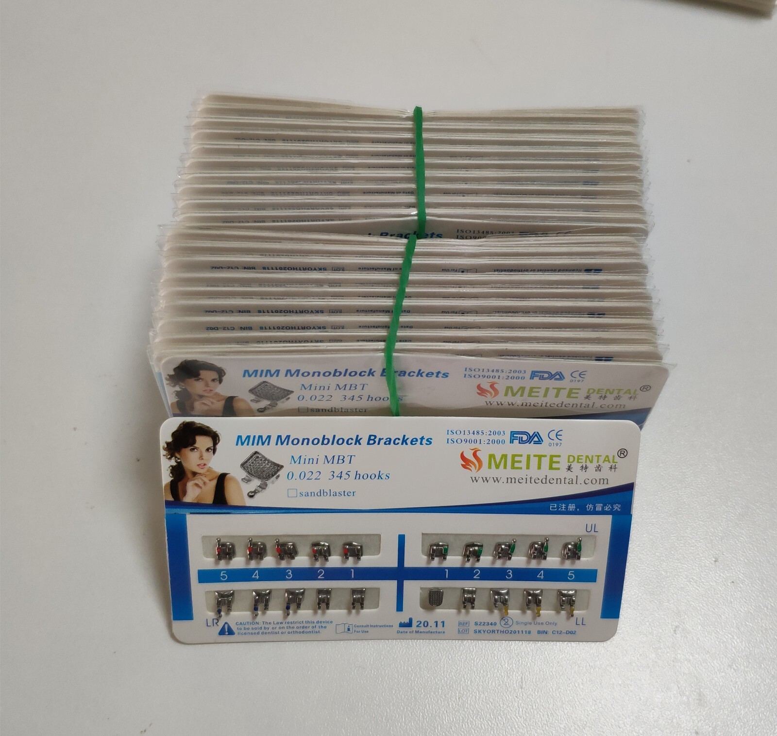 10Sets Dental Ortho Metal Brackets Mini Roth/MBT 022/018 345 hooks Mesh Base