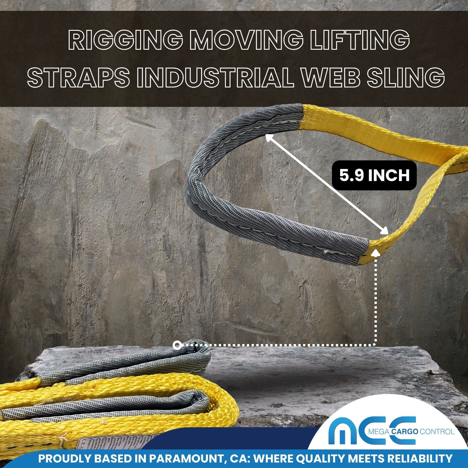 1 Pack 1″ x 3ft 2 Ply Polyester Flat Eye Lifting Sling Strap Web Sling 3100 lbs
