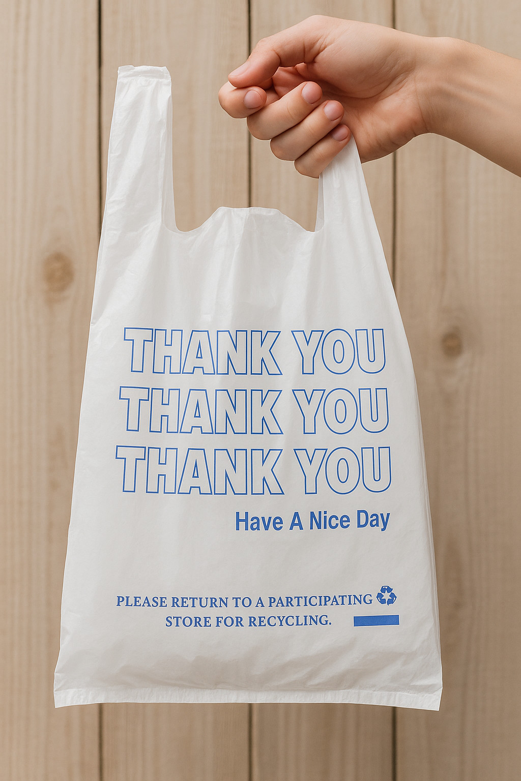 Bags 1/6 Large 21 x 6.5 x 11.5 “Blue Thank You” T-Shirt Plastic Grocery Bags