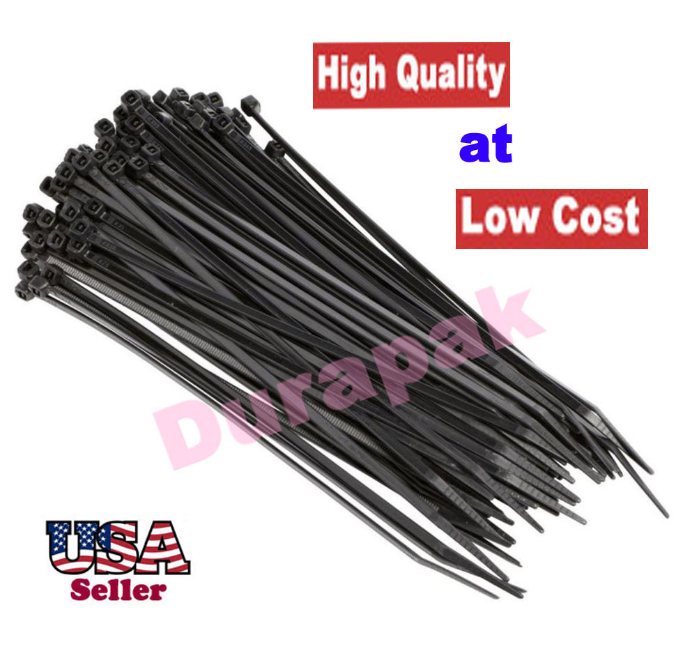 1000 PCS 4″ Black Cable Wire Tie 18 Lbs Zip Nylon SALE Secure Fastening Tool