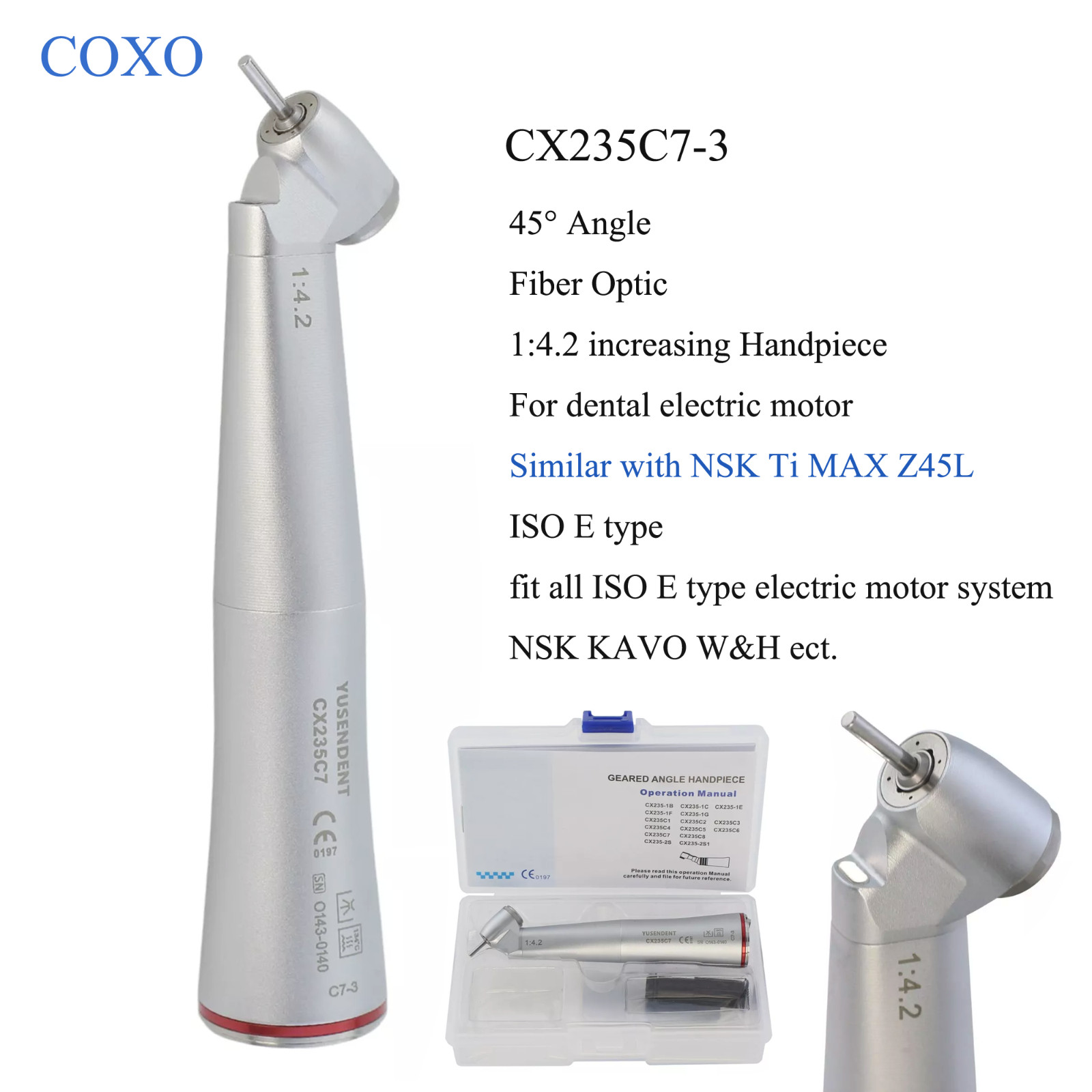 COXO Dental Slow Speed Handpiece Contra Angle 1:1 6:1 10:1 20:1 Endo Implant NSK