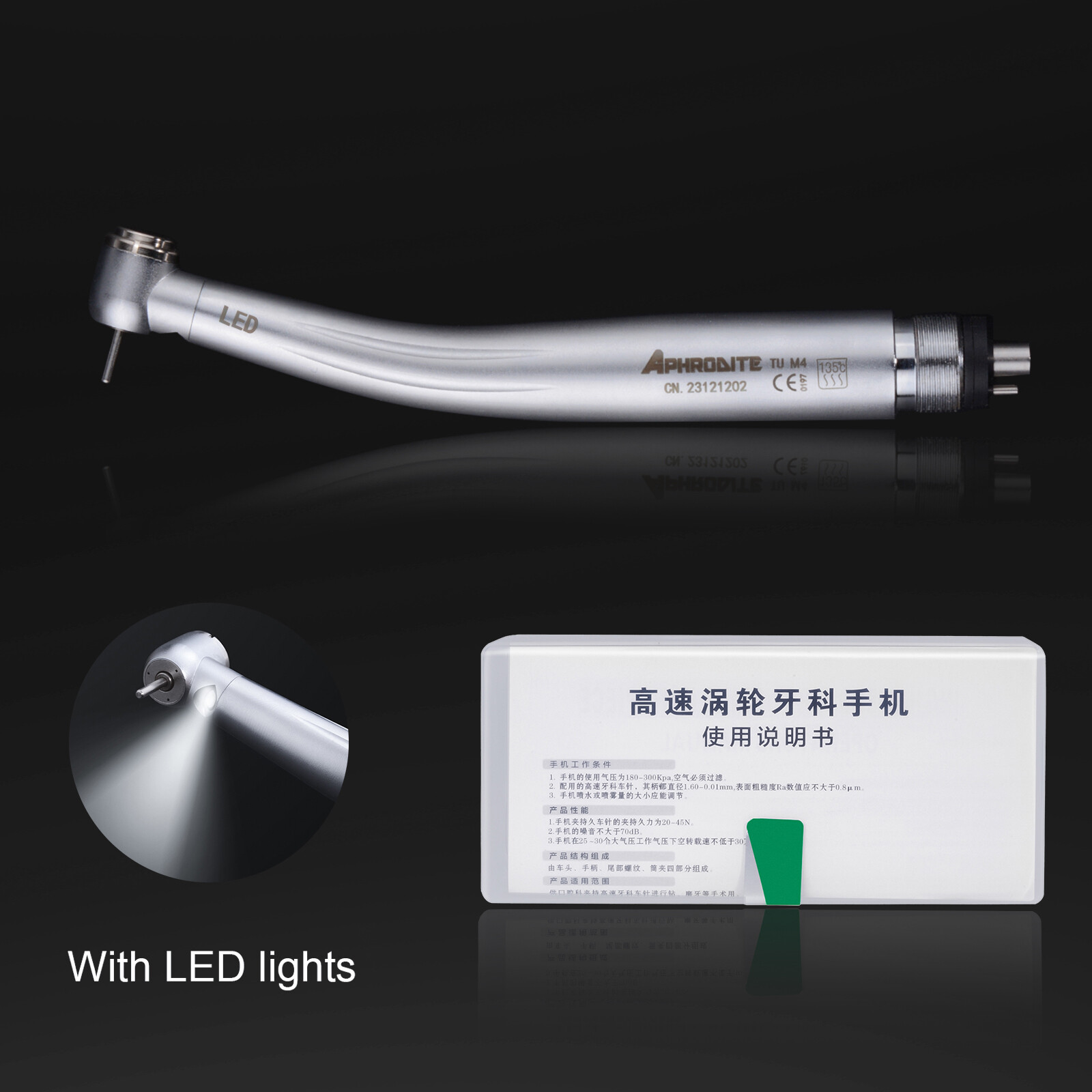 4H E-generator Dental LED Fiber Optic High Speed Handpiece Internal Triple Spray