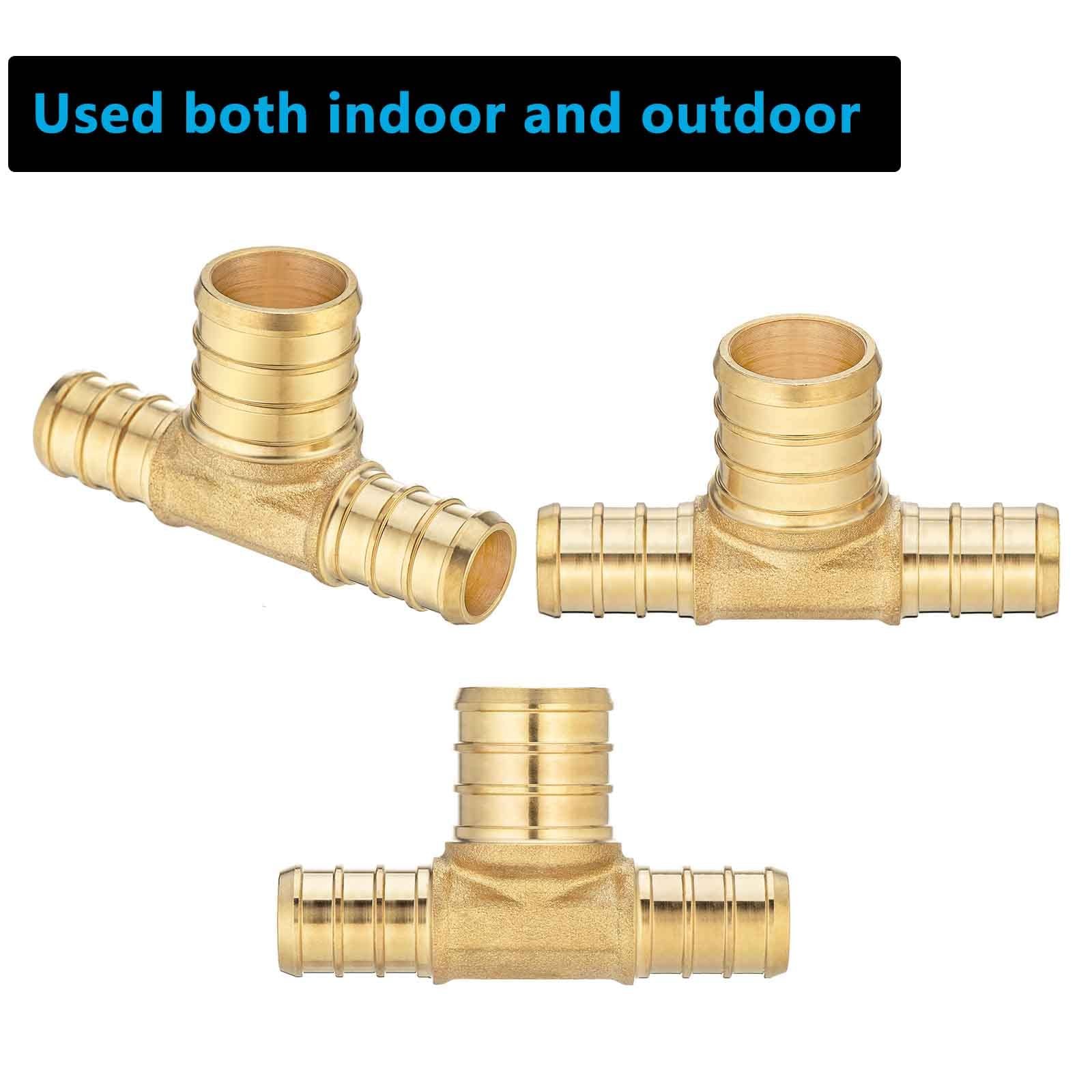 10 Pack Brass PEX Reducing Tee 1/2″ to 3/4″ PEX F1807 Tee Fitting