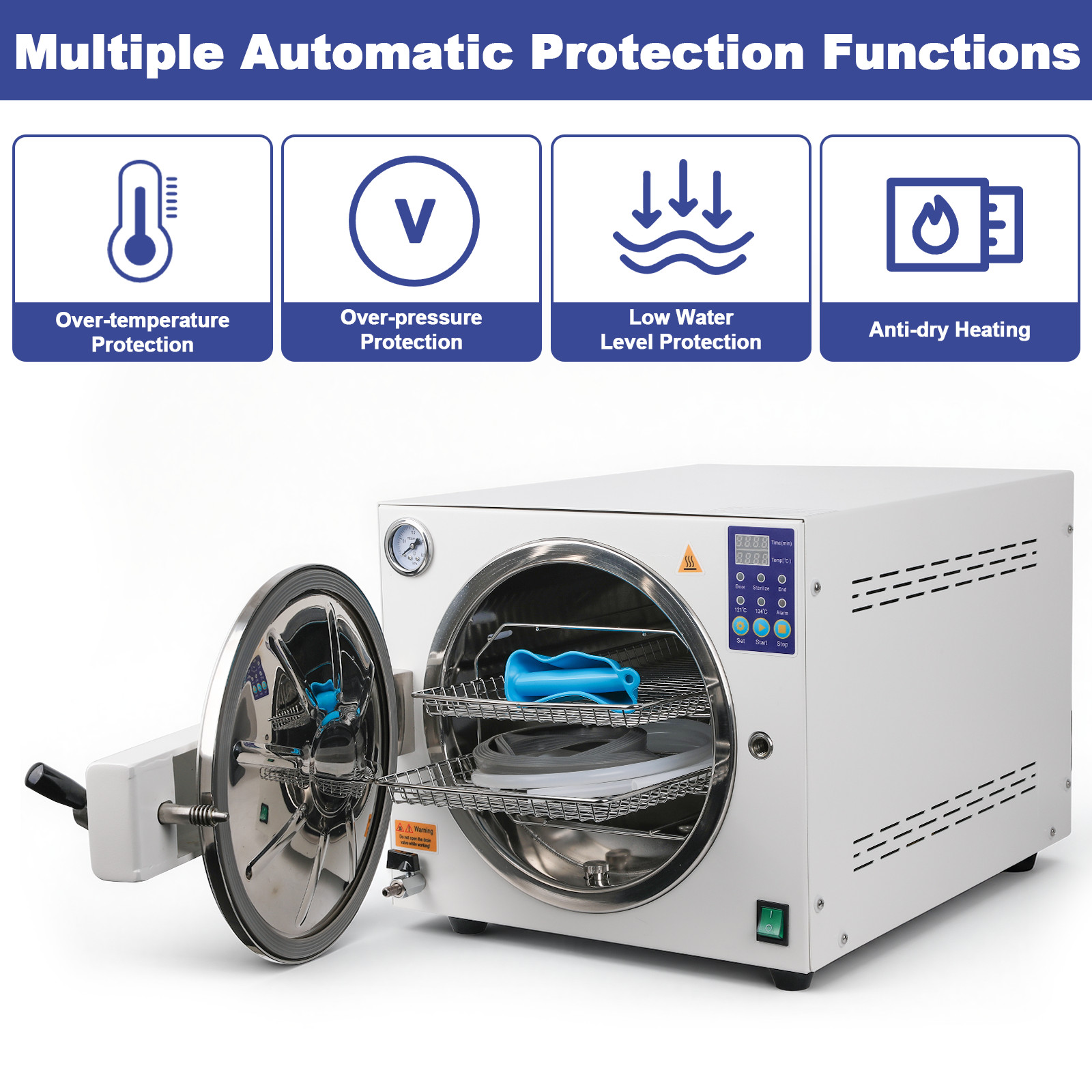 23L Dental Autoclave Steam Sterilizer 250℉&273℉ Stainless Steel 304 Medical