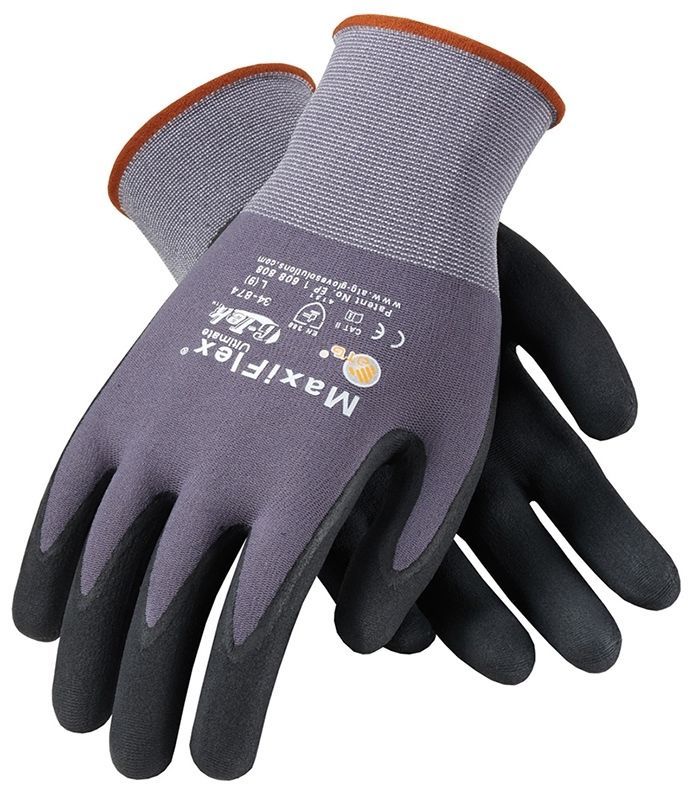 MaxiFlex 34-874 Ultimate Seamless Nitrile Grip Protective Work Gloves 3 Pairs