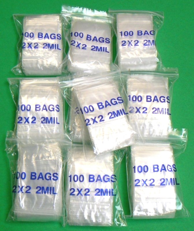 1000 Bags Reclosable 2mil 2×2 Clear Zip Squeeze Seal Top Lock 2×2 Poly Baggies