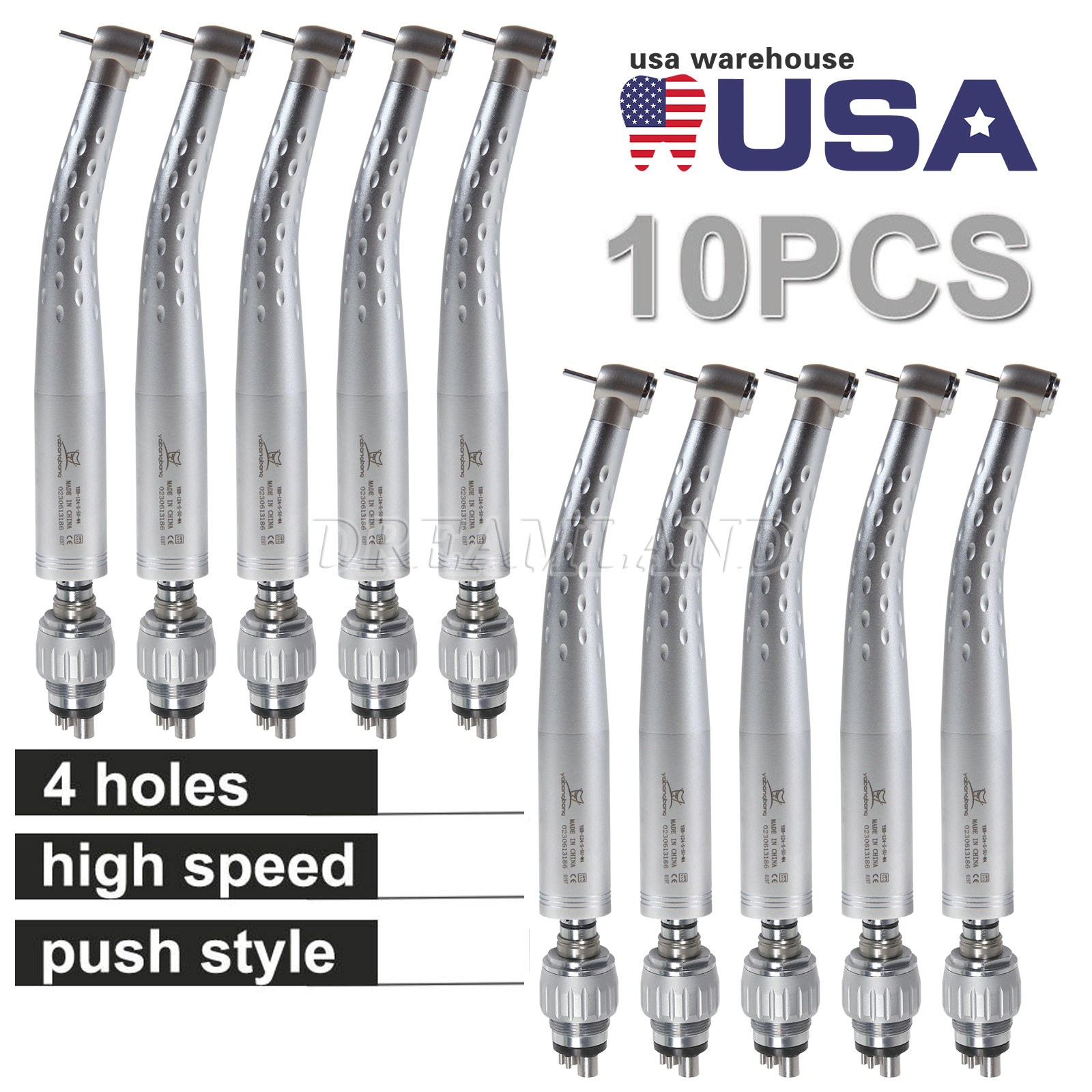 USA Dental High Speed Handpiece with 4 Hole Swivel Quick Coupling Fit KaV GB4
