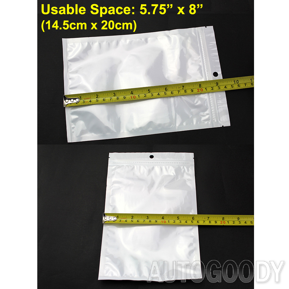 1000 Zip Zipper Lock Bags Clear Plastic White Back 6.25″ x 9.5″ Seal Reclosable