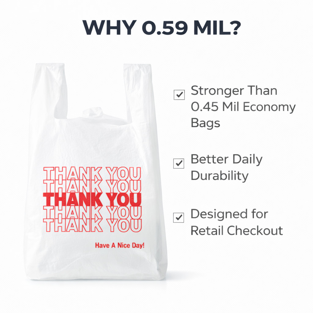 5000 0.59 Mil Heavy Duty Thank You Bags 1/6 Large 21×6.5×11.5 Retail
