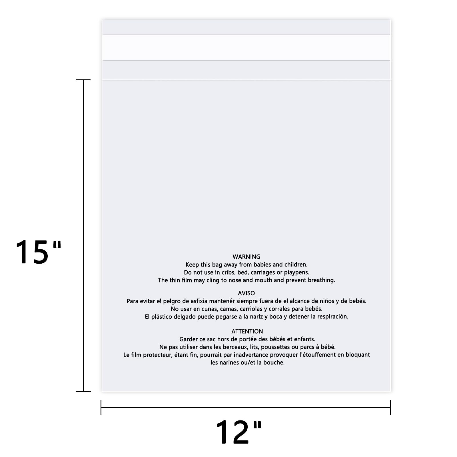 Wepoly – 12 X 15 1000 Count Self Seal Clear Poly Bags Suffocation Warning For