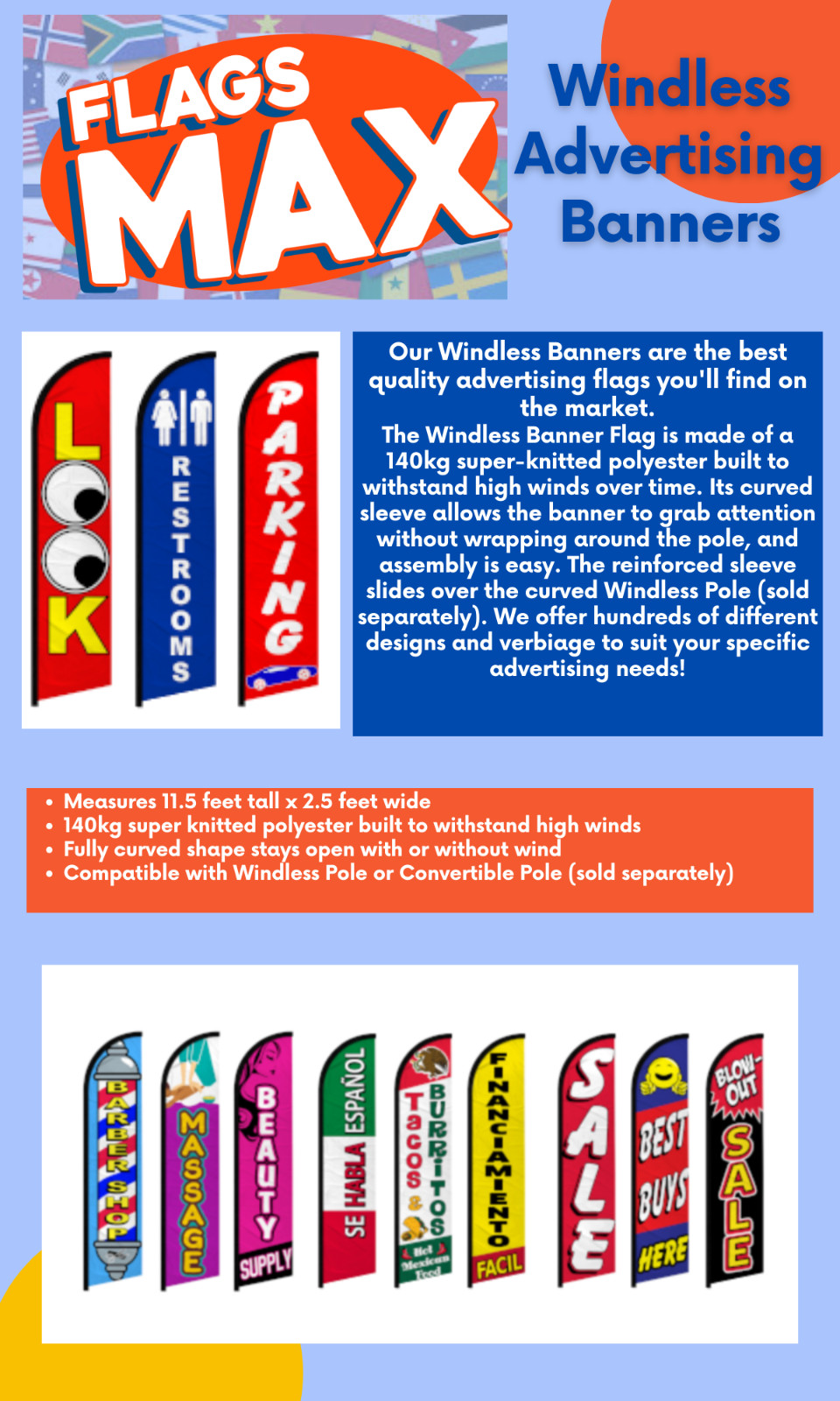 Breakfast Lunch Dinner Special Restaurant Windless Advertising Banner Flags