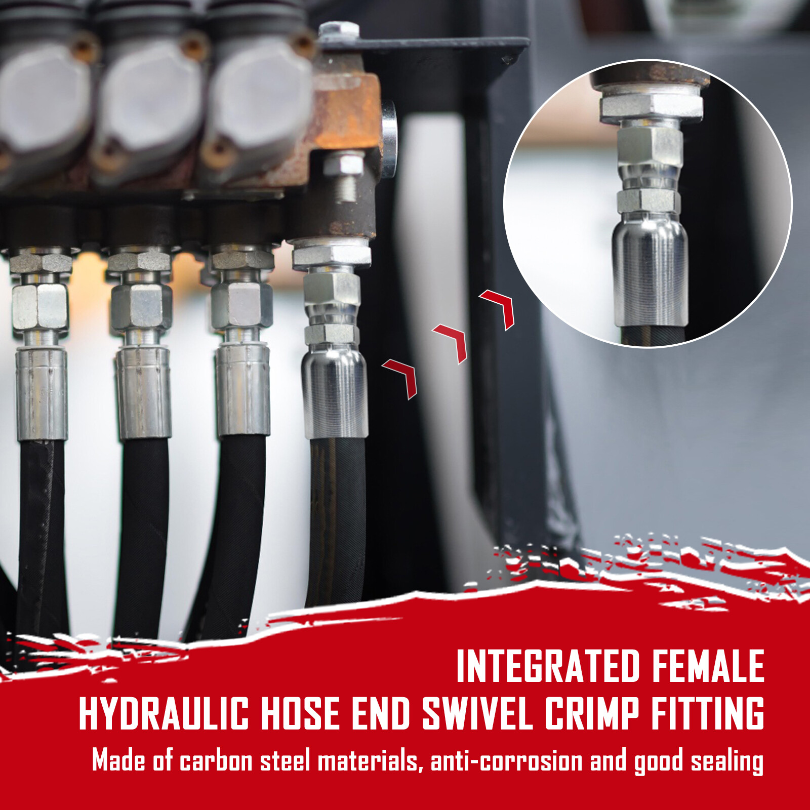 12 Pack 1/2″ Hose x 1/2″ JIC 37° Female Hydraulic Hose End Swivel Crimp Fitting