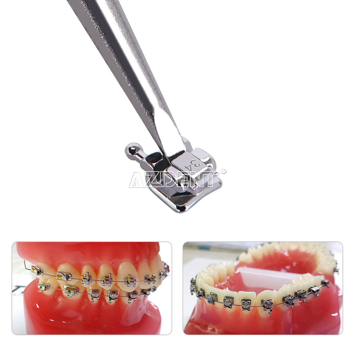 AZDENT Dental Self-Ligating Brackets Orthodontic Braces Roth/MBT.022 Hook345 FDA