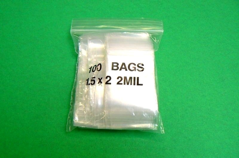 100 Zip Seal Lock Bags Small Clear Bags 2mil Poly Zip Slide Bag 1.5 x 2 Baggie
