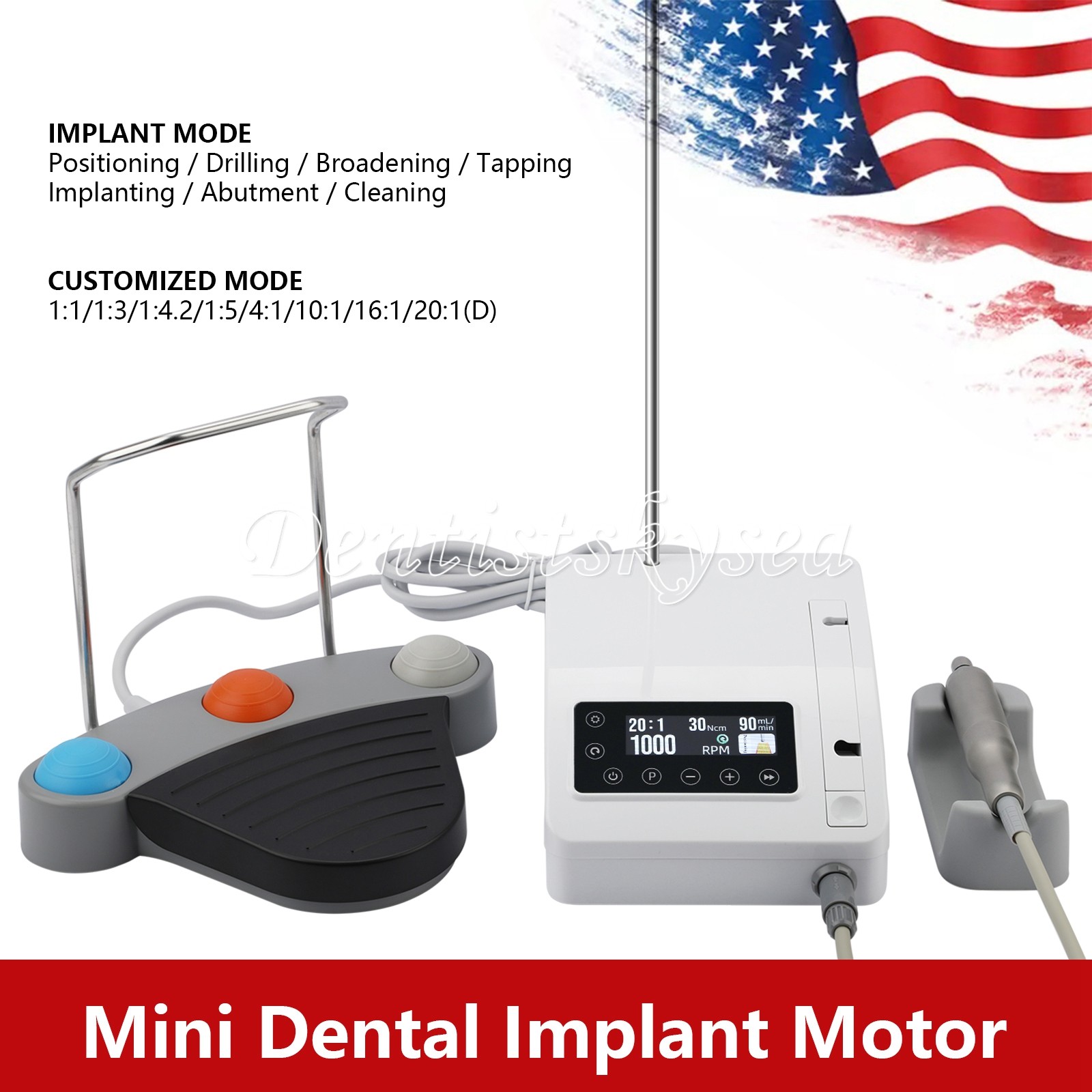 Dental Brushless Implant Motor System Surgical 1:1 LED Contra Angle Handpiece DT
