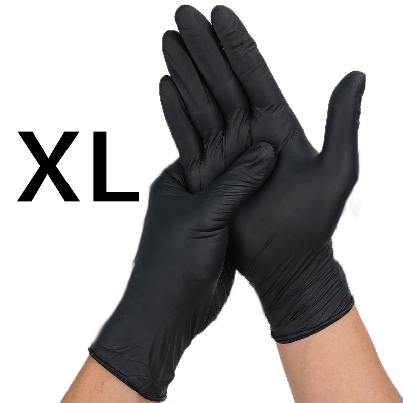 50/100/200/400/1000Pcs Cleaning Gloves, Nitrile Gloves, Black Food Grade Disposa