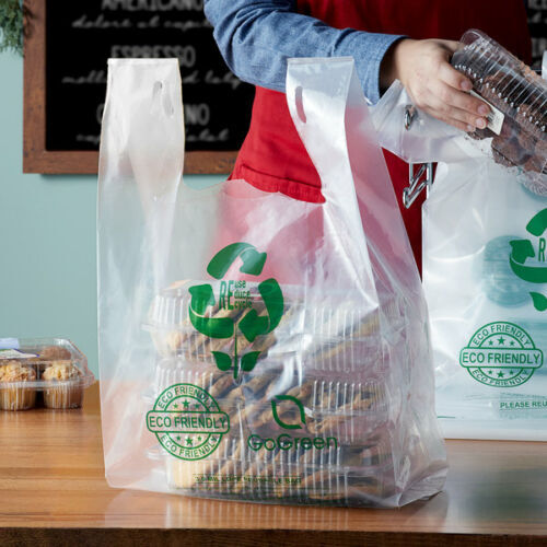 Bags 1/6 Large 21 x 6.5 x 11.5 Clear Reusable Extra Heavy Plastic T-Shirt Bag