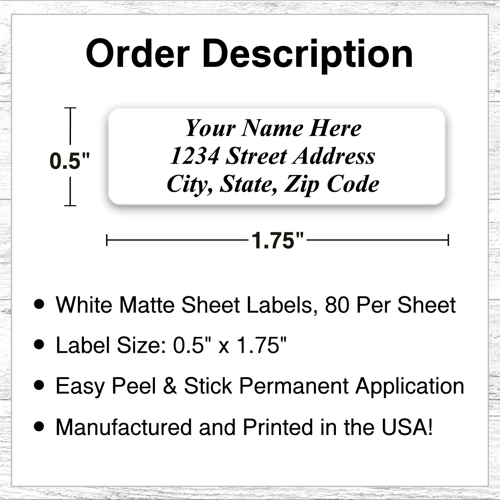 400 Personalized Return Address Labels Printed Text 1/2 x 1 3/4 Inch Plain Text