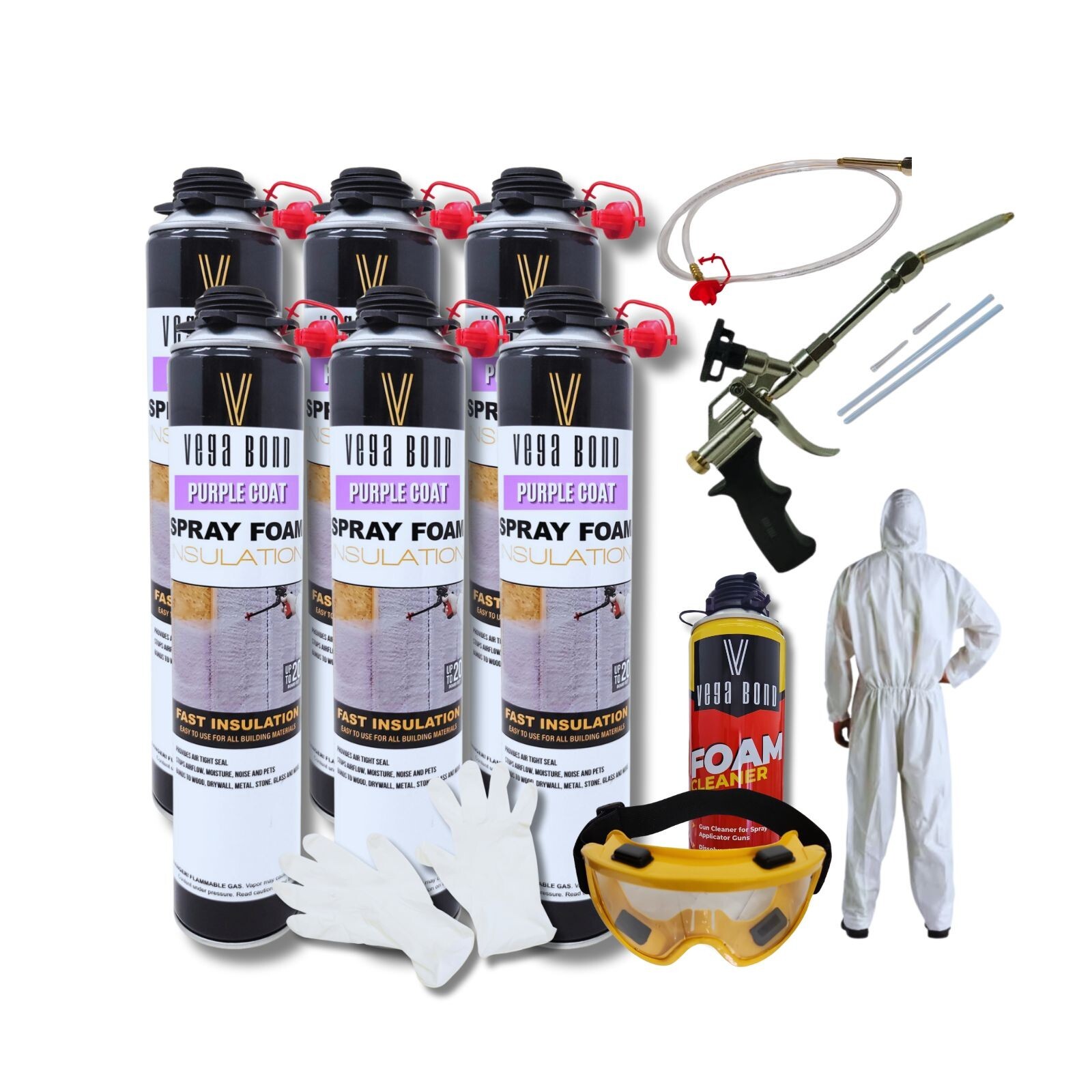 Vega Bond Purplecoat Single Component Spray Foam Insulation 6-Pack Set-120BF