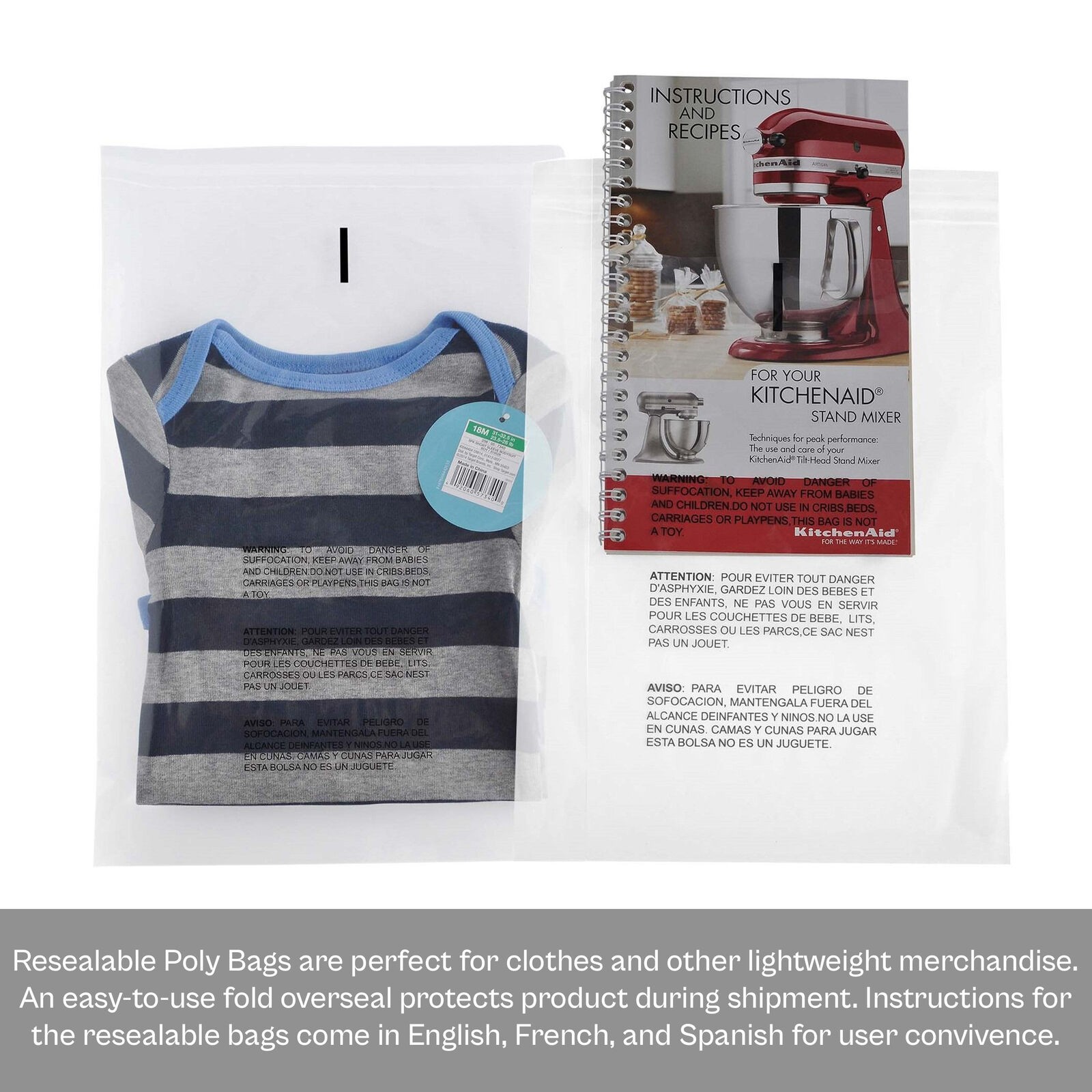 Clear Resealable Poly Bag 9″ x 12″ Suffocation Warning 1.5 Mil 1000 Pieces