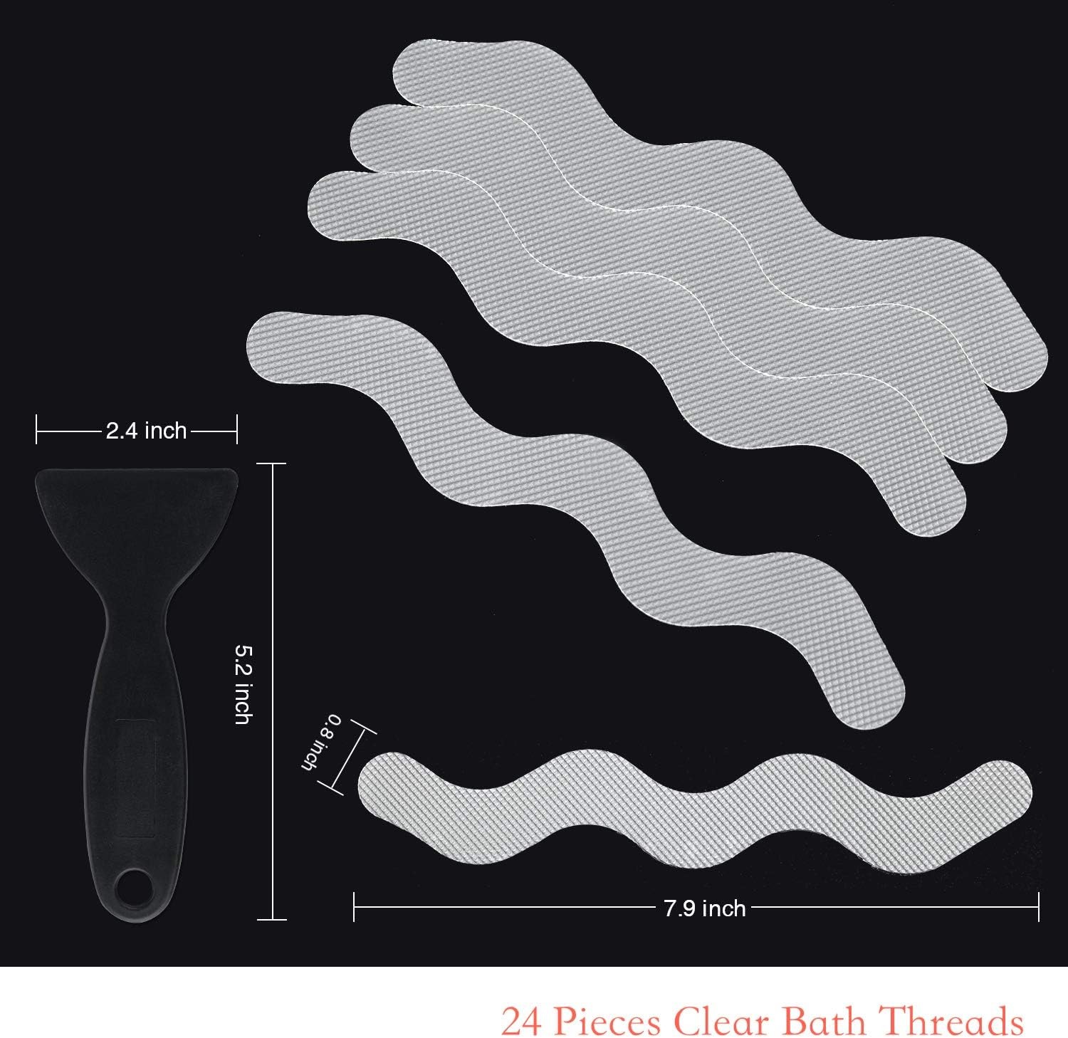 USA Patented Anti Slip Shower Stickers 24 PCS Safety Bathtub Strips Clear