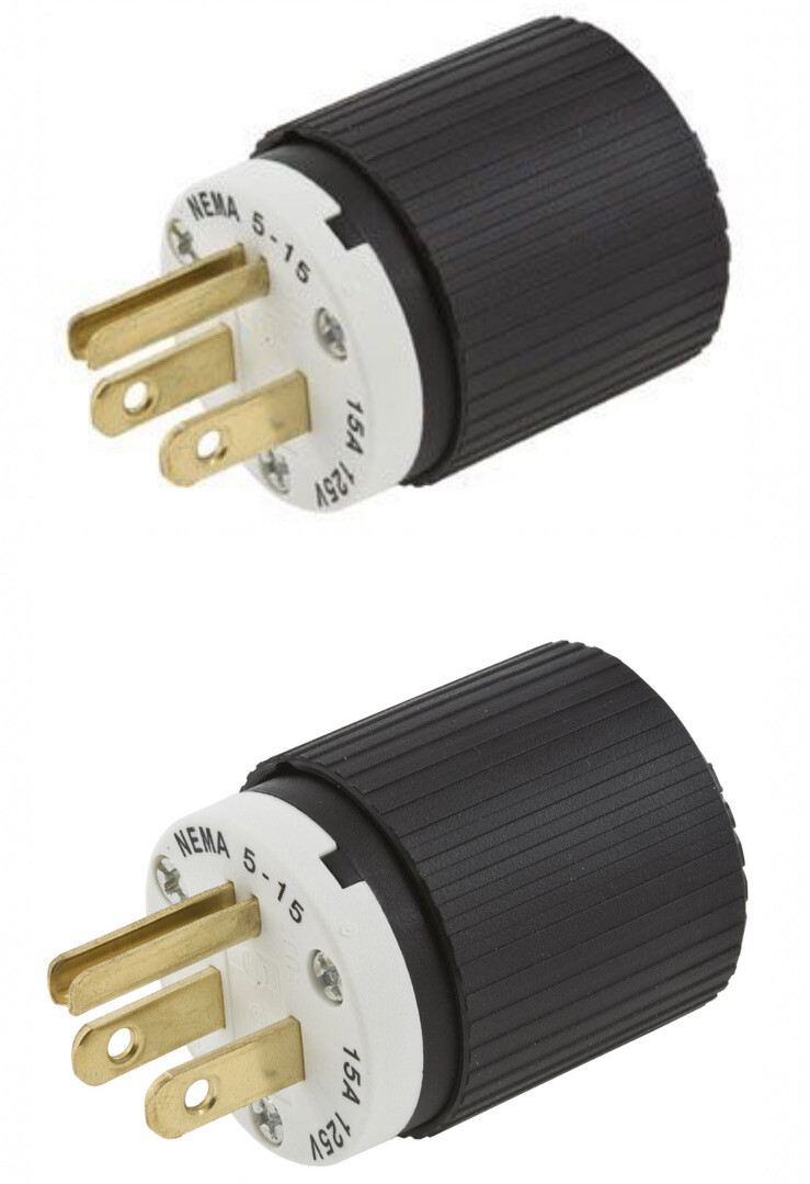 4 Pack 15A 125V NEMA 5-15P STRAIGHT BLADE PLUG Industrial Grade