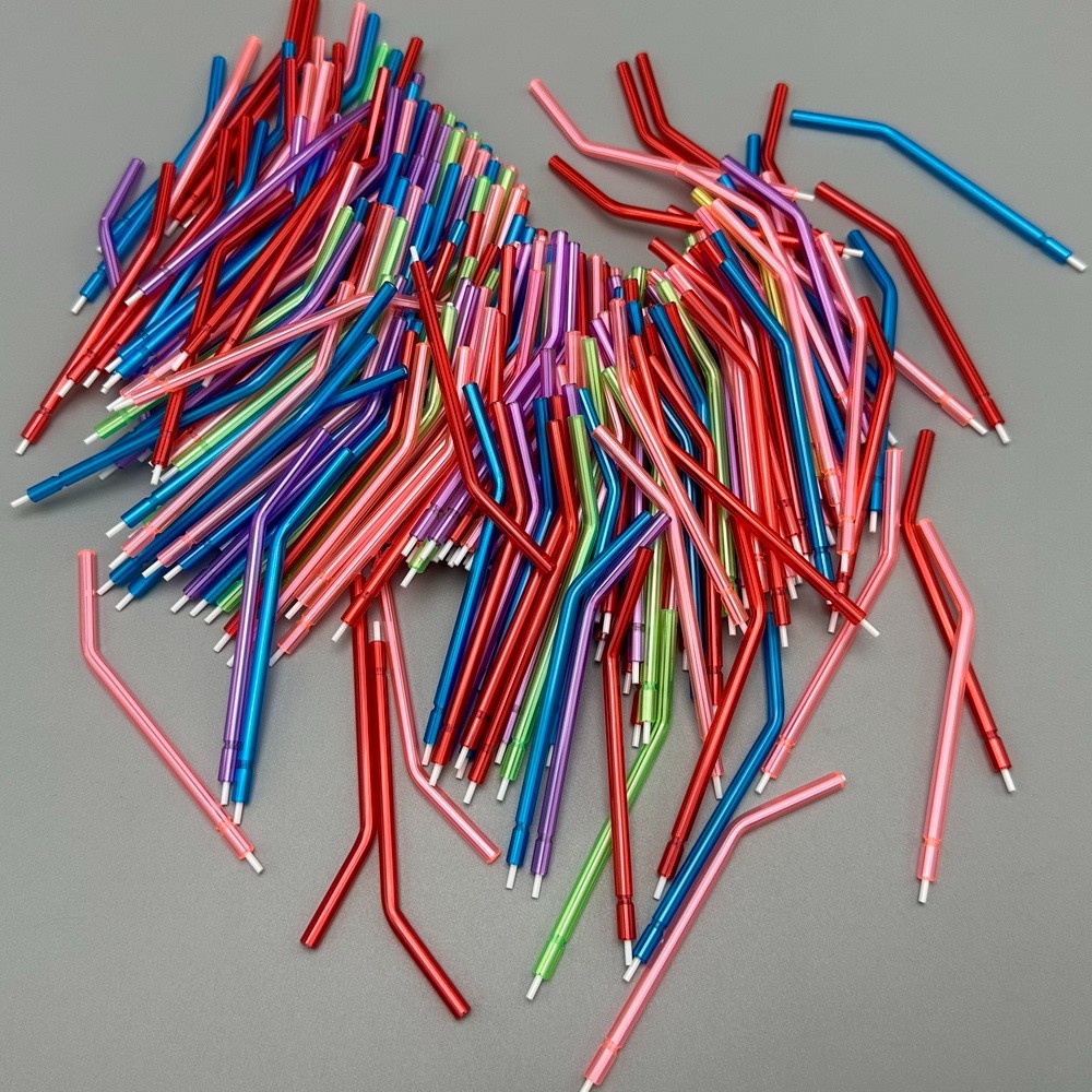 Dental Air Water Syringe Disposable Spray Tips Triple Nozzles Tubes Mixed Color