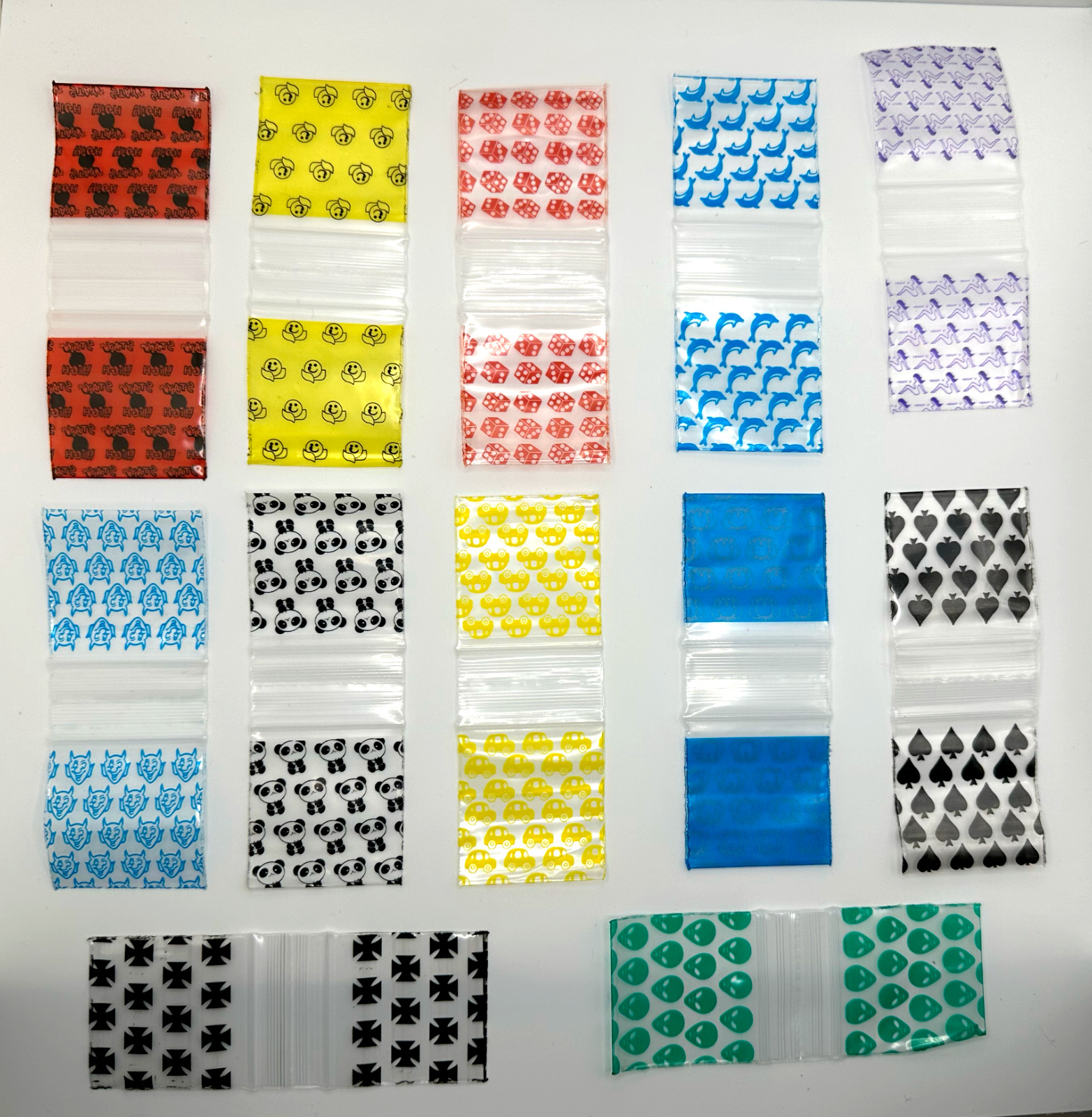 DIME BAGS – ELITE PATTERN MIX 1200pcs 1.5″ x 1.5″ APPLE 1515 ! (12 Packs x 100)