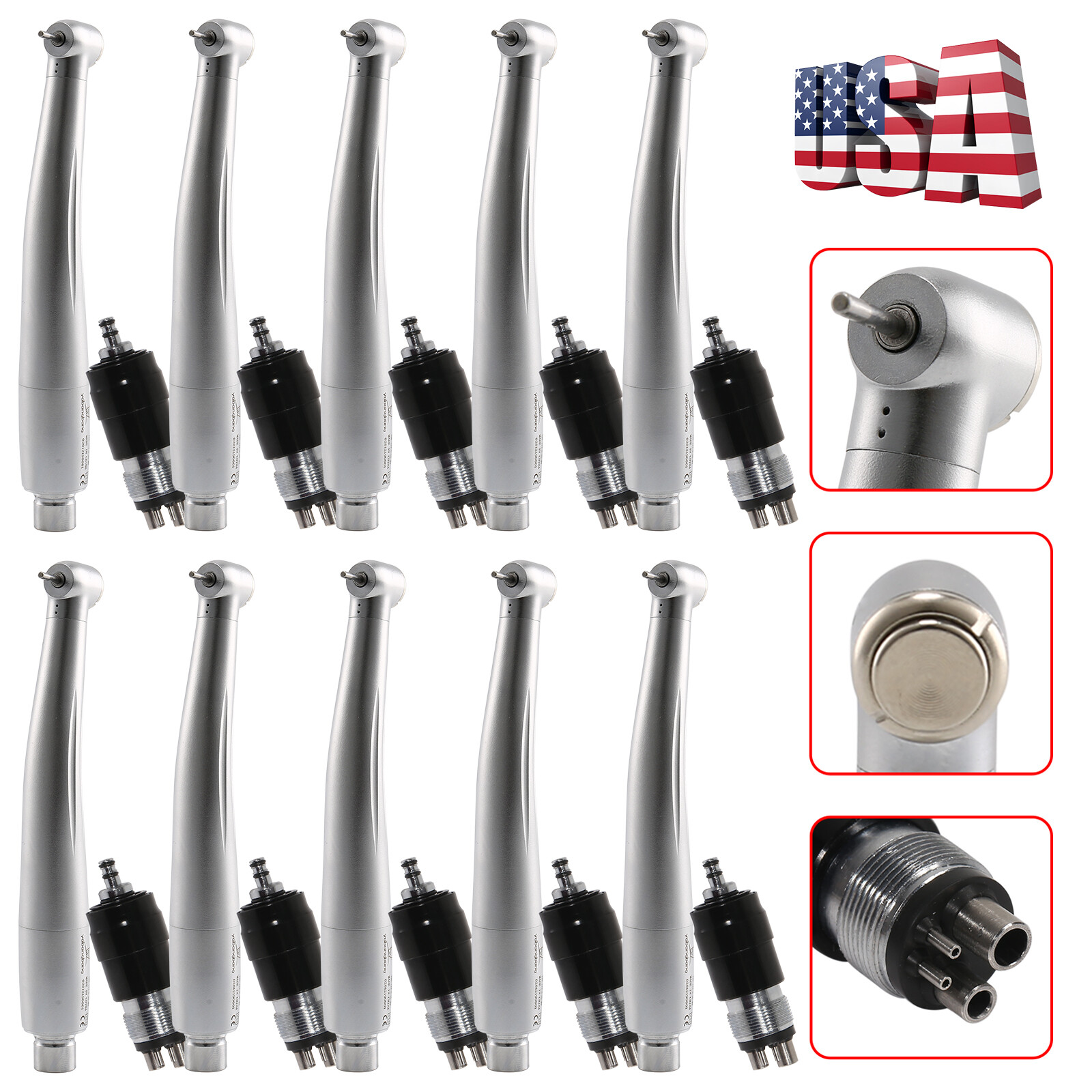 10*NSK Style Dental High Speed Turbine Handpiece Standard & 4Hole Coupler YBNK4