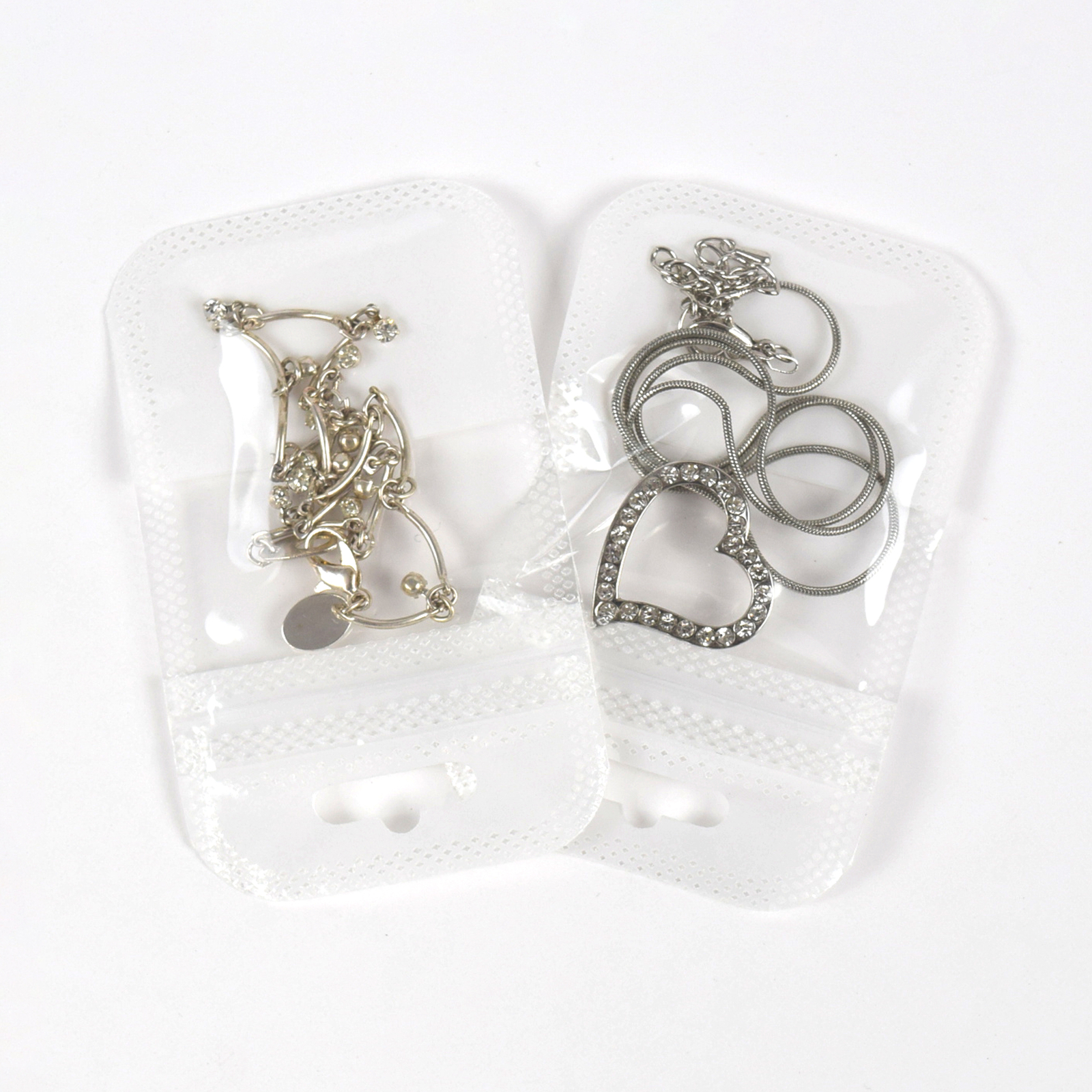 100-200 Clear & White Flat Storage Pouch with Butterfly Hang Hole Packaging Bags