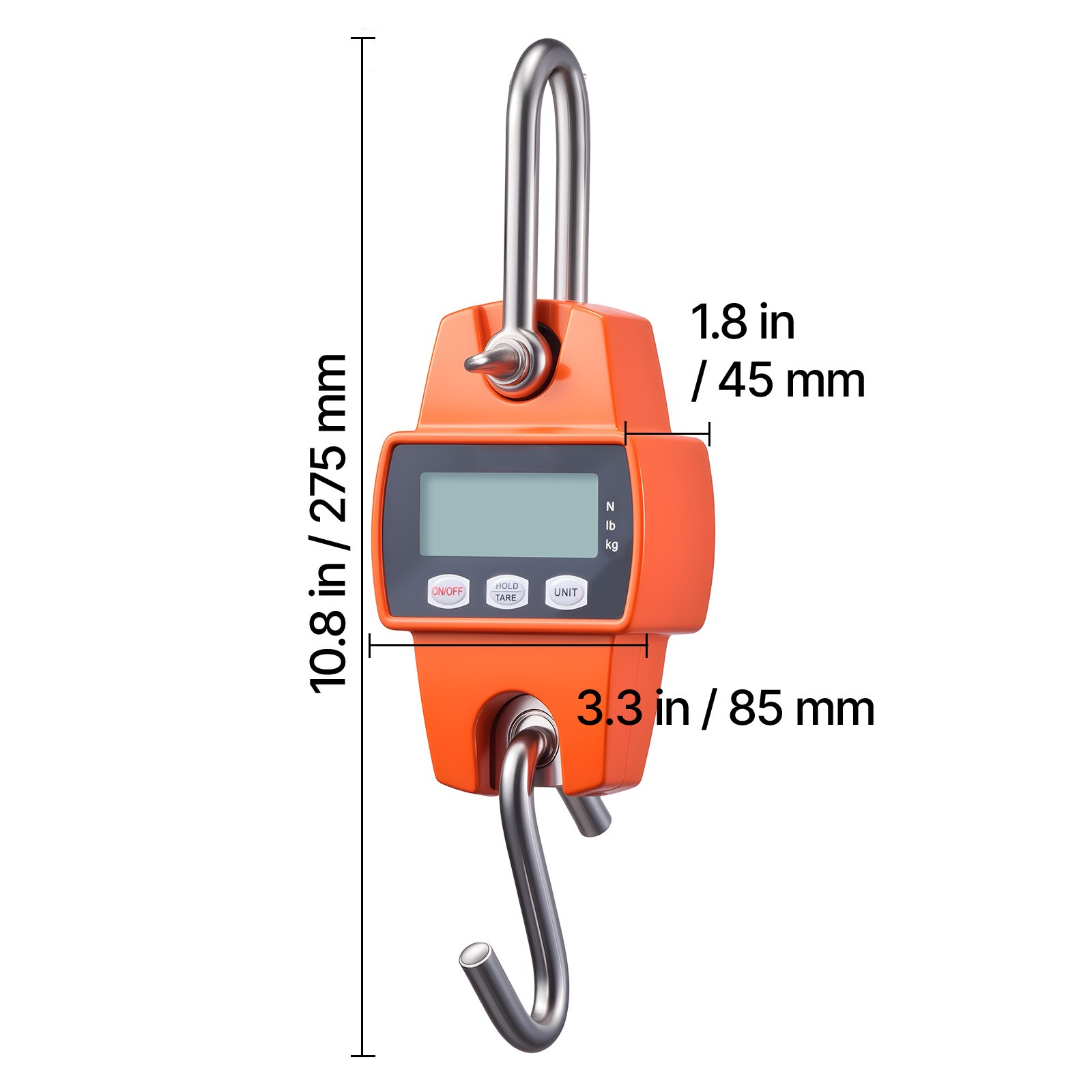 Uimoso Digital Crane Scale 660 lbs/300 kg Portable Hanging Scale Orange