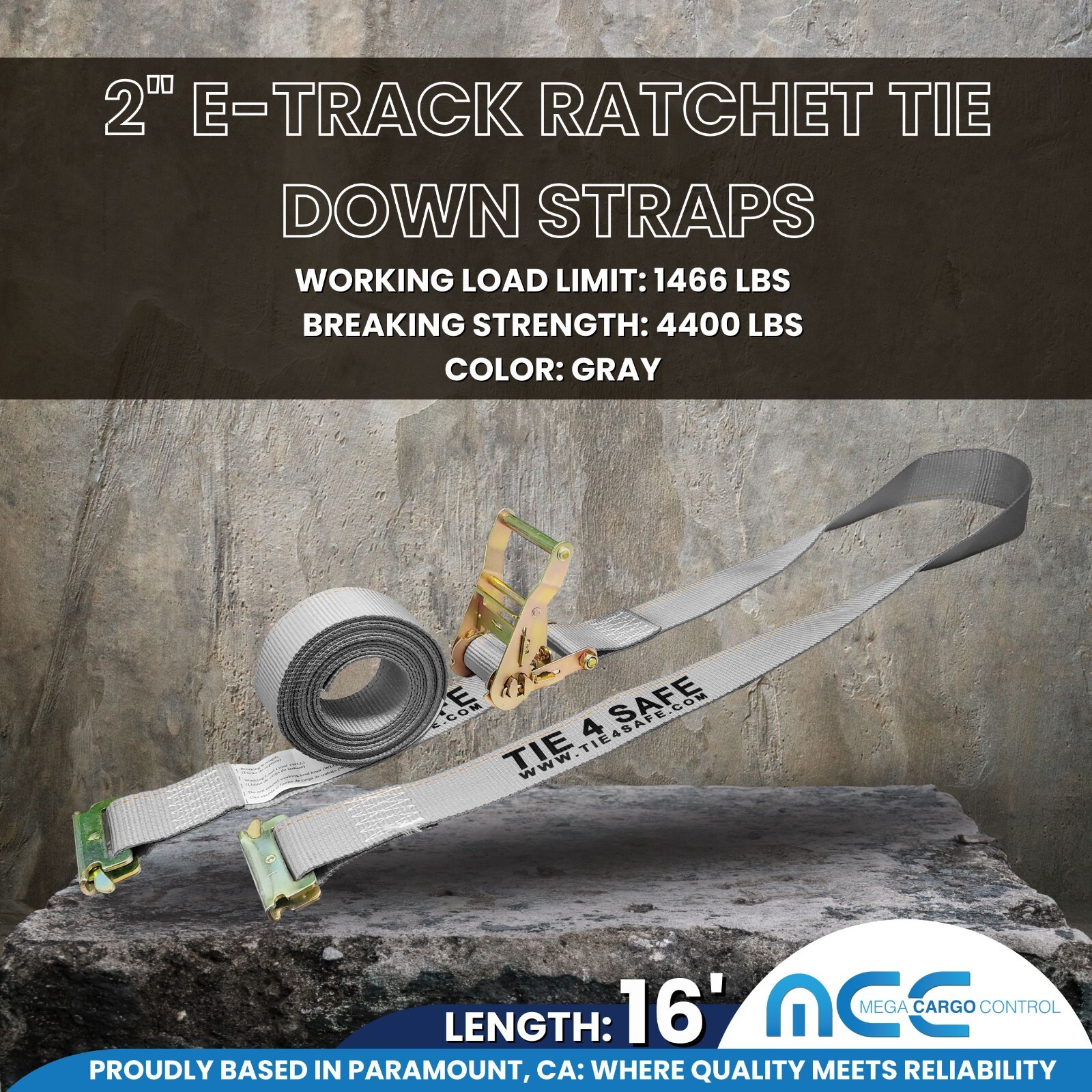 2″ x 12′ 16′ 20′ E-Track Ratchet Strap Truck Trailer Enclosed Cargo Van
