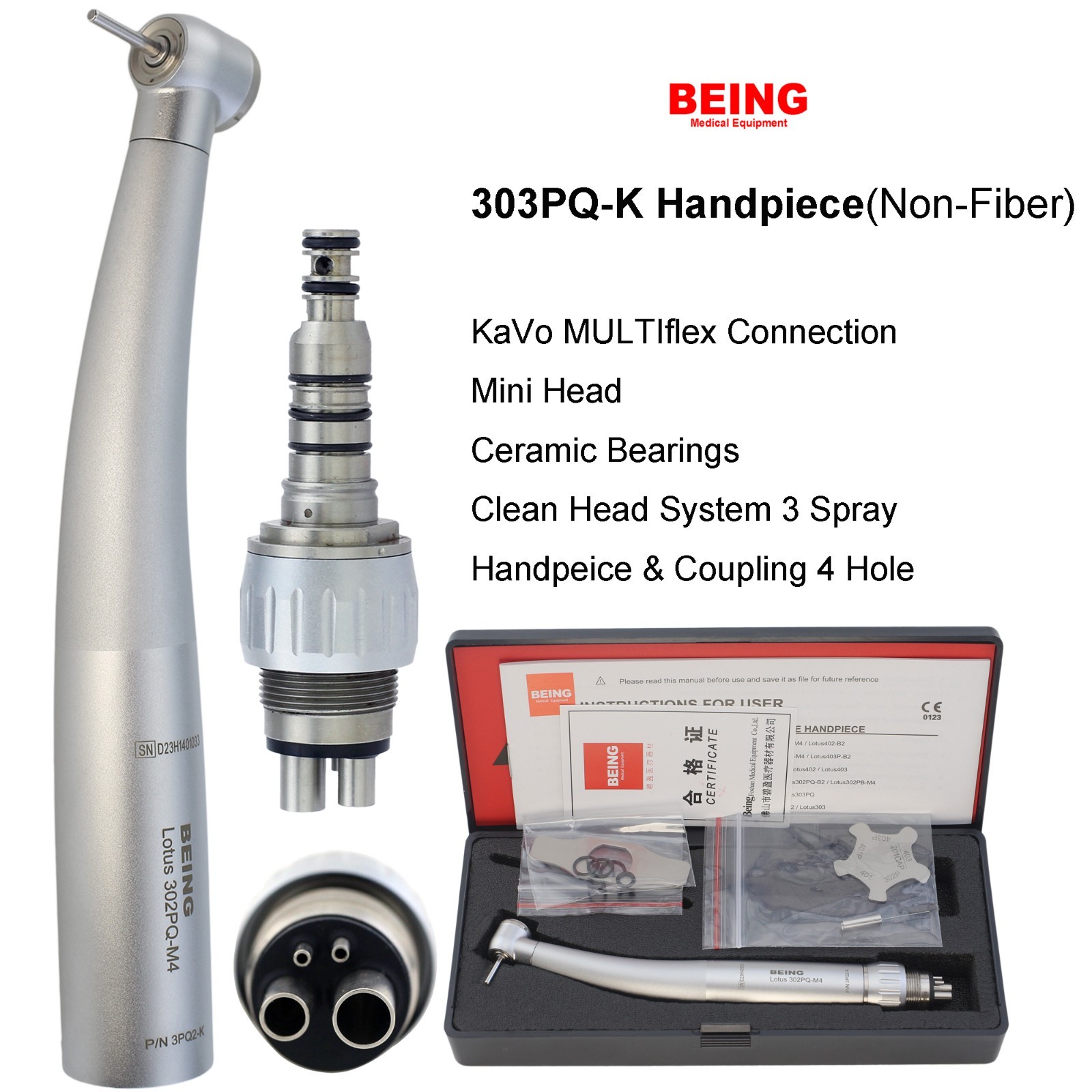 BEING Dental Small Mini Head High Speed Handpiece Fiber Optic NSK Kavo Coupler