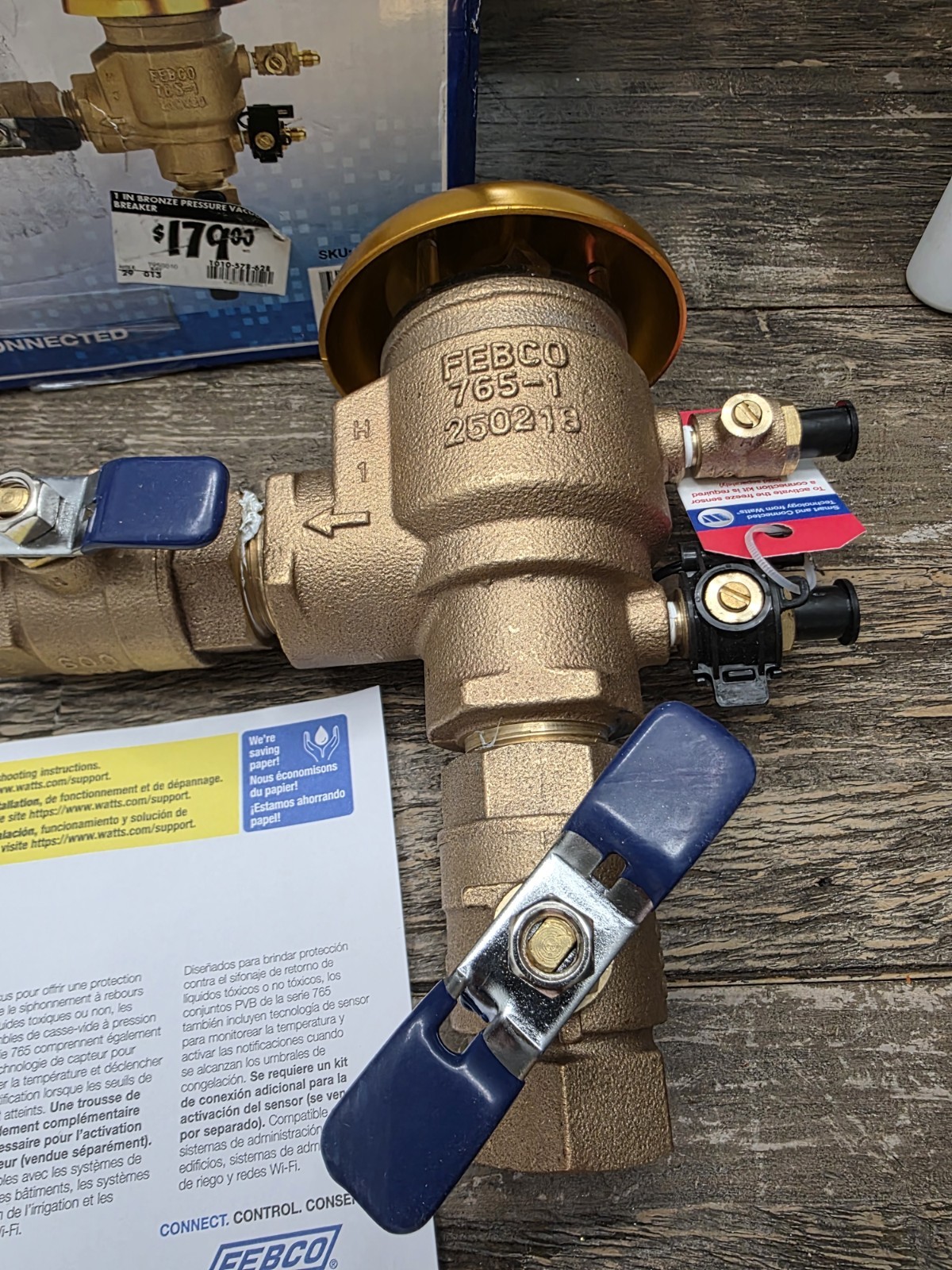 Febco Watts 1 in Bronze Pressure Vacuum Breaker Backflow Preventer 765-QT-FZ PVB