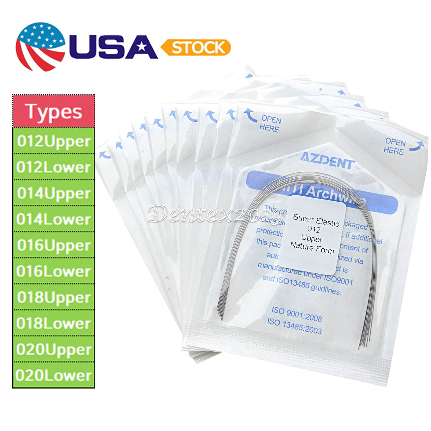 (USA) Dental Orthodontic Niti Super Elastic Arch Wire Round Nature Form 012-020