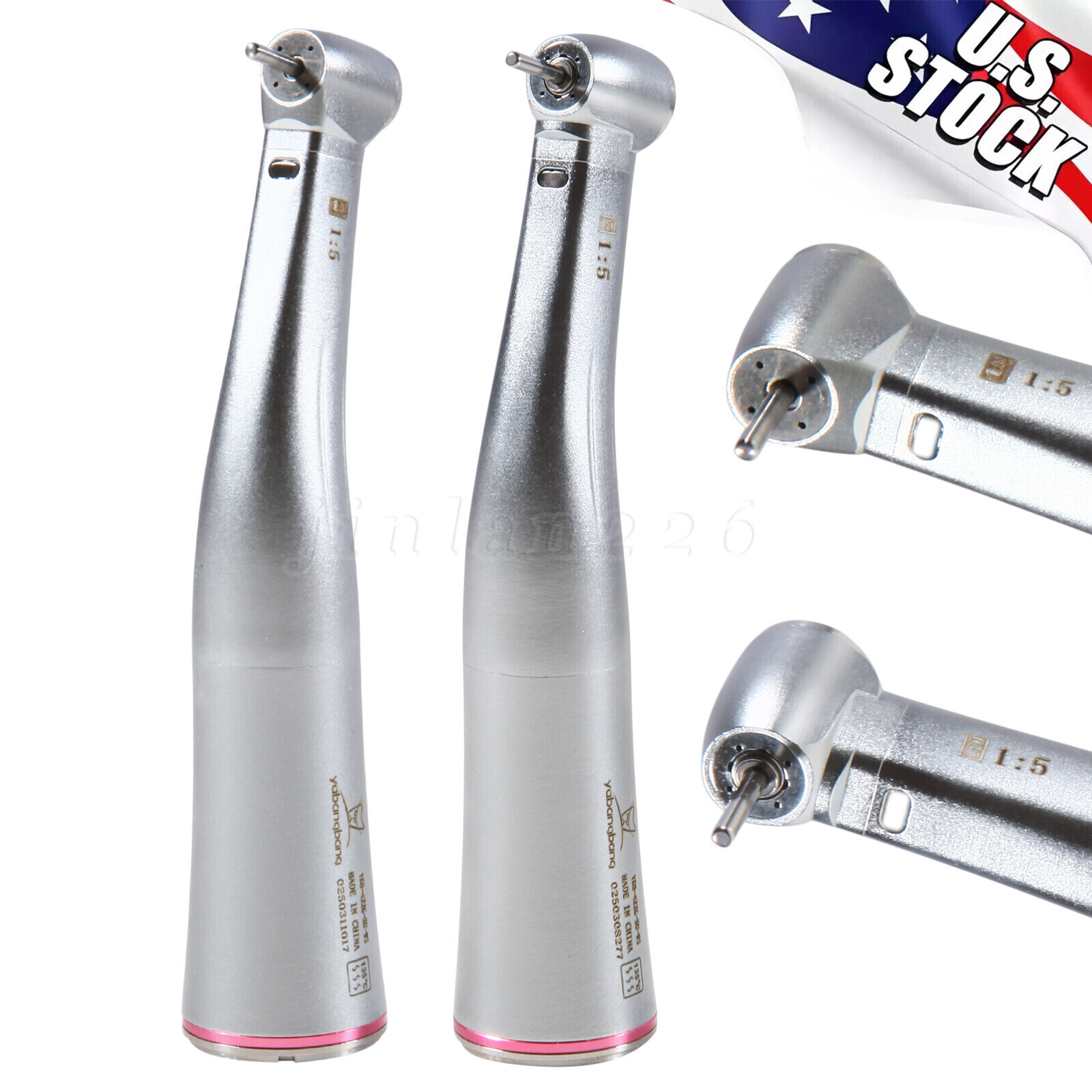 Dental 1:5 Increasing Contra Angle LED Optic Handpiece Fit NSK Electric Motor KV