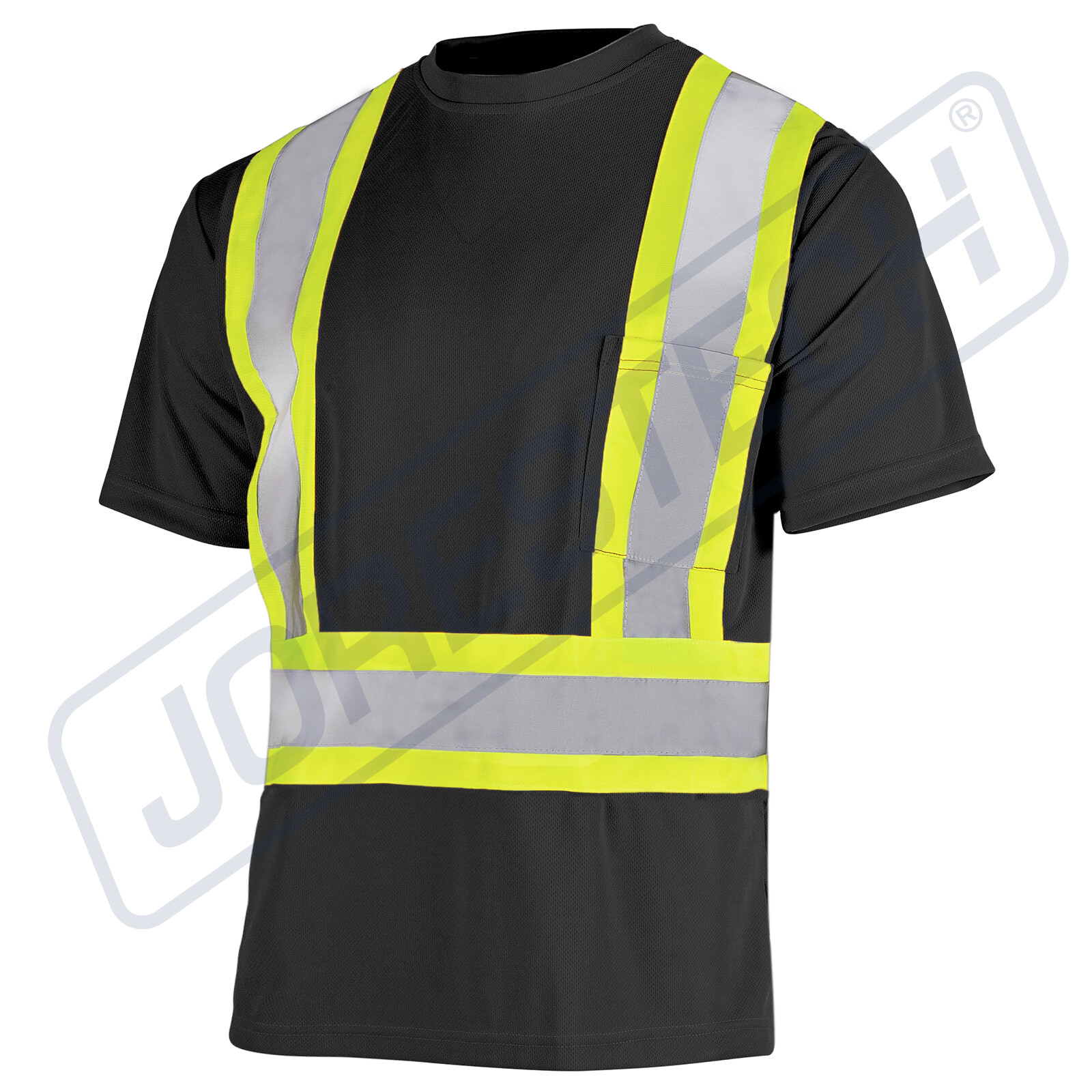 Hi Vis Black Shirt ANSI Class 1 Reflective Safety Short Sleeve HIGH VISIBILITY