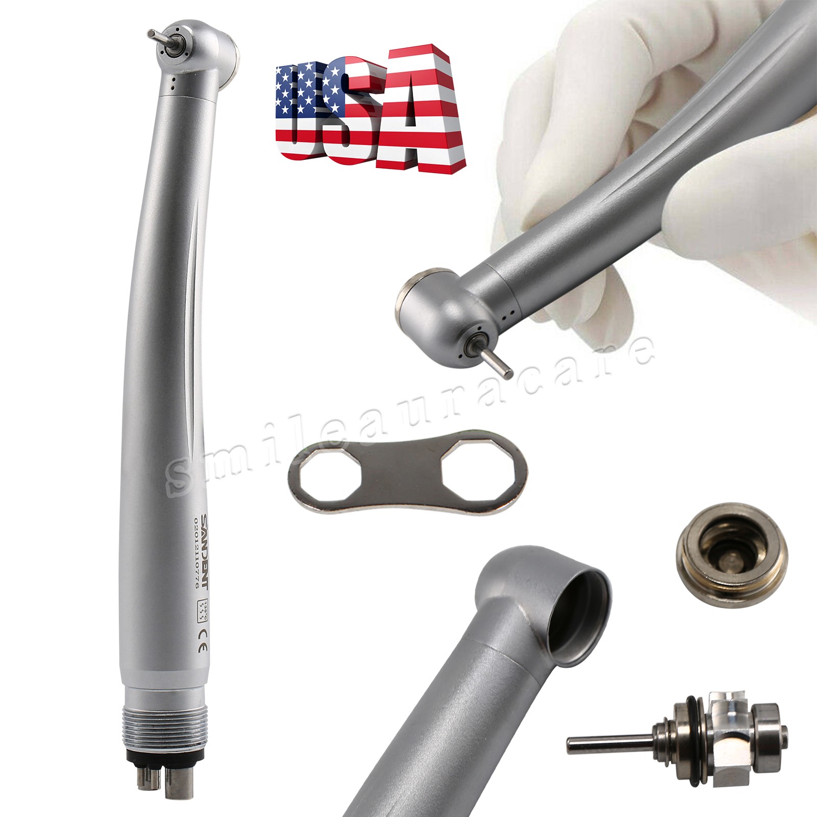 Dental High Speed Handpiece Single Water Spray Push Button 4 Hole Air Turbine