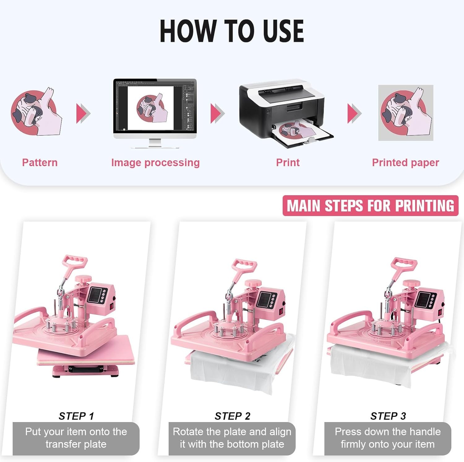 8 in 1 Heat Press Machine 12×15 in Sublimation Transfer T-shirt w/ 30OZ Tumblers