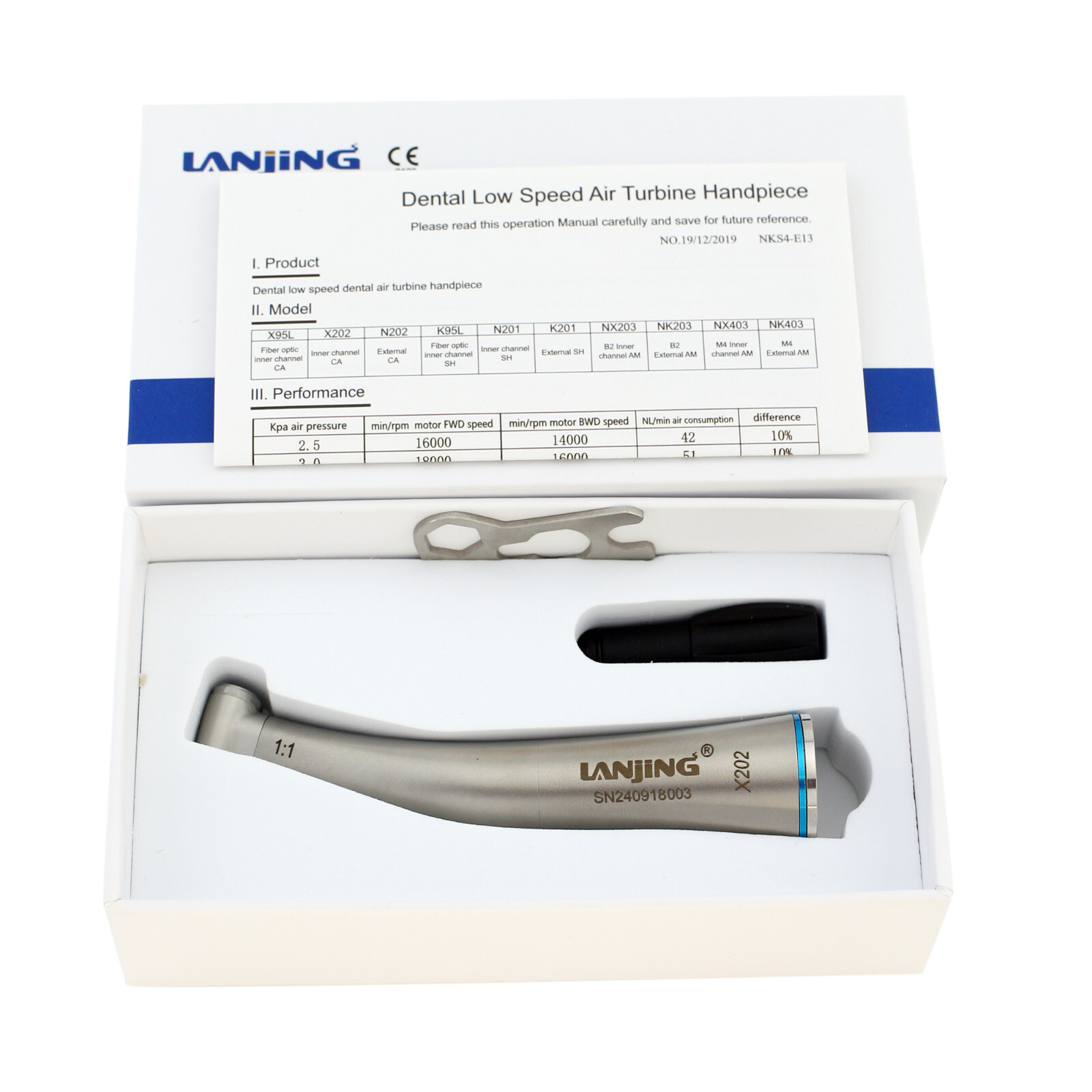 Dental Contra Angle Handpiece 1:1 Fiber Optic Low Speed Mini Inner Channel NSK