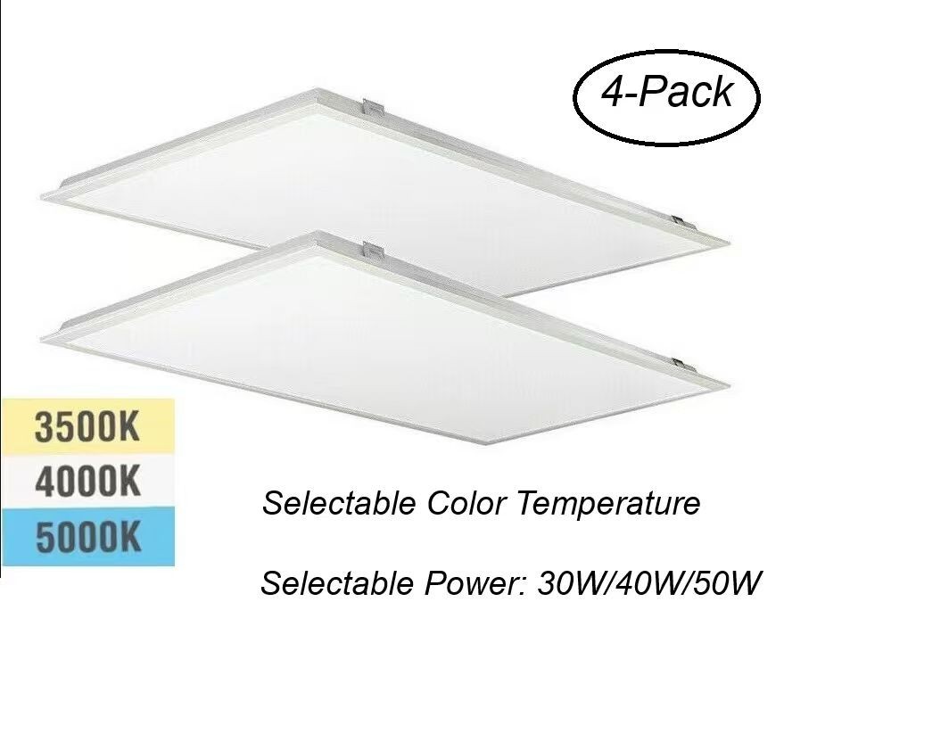 4-PACK 2×4 FT LED Back Panel Power & CCT 3500K|4000K|5000K Selectable Dimmable