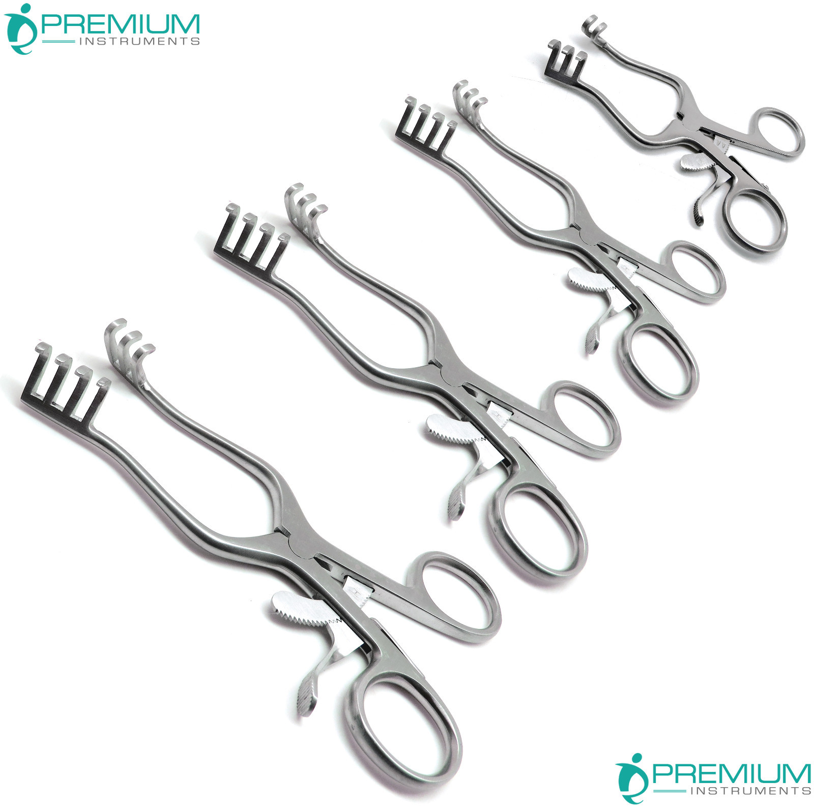 4 Pcs Weitlaner Retractors 4.5″, 5.5″, 6.5″, 7″ Blunt 3×4 Prongs Surgical Tools